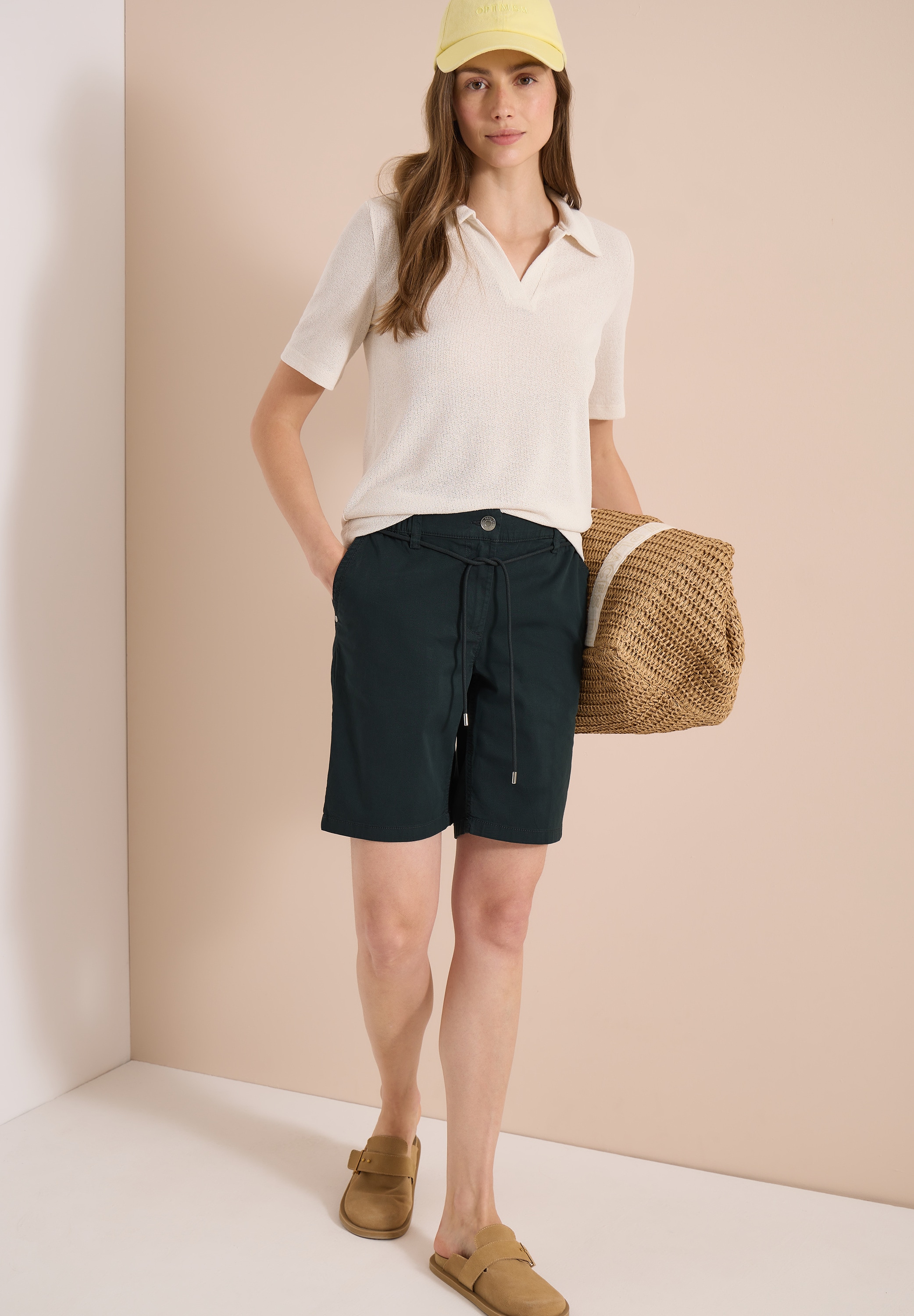 Cecil Shorts  Unifarbe, Loose Fit, mit Kordel