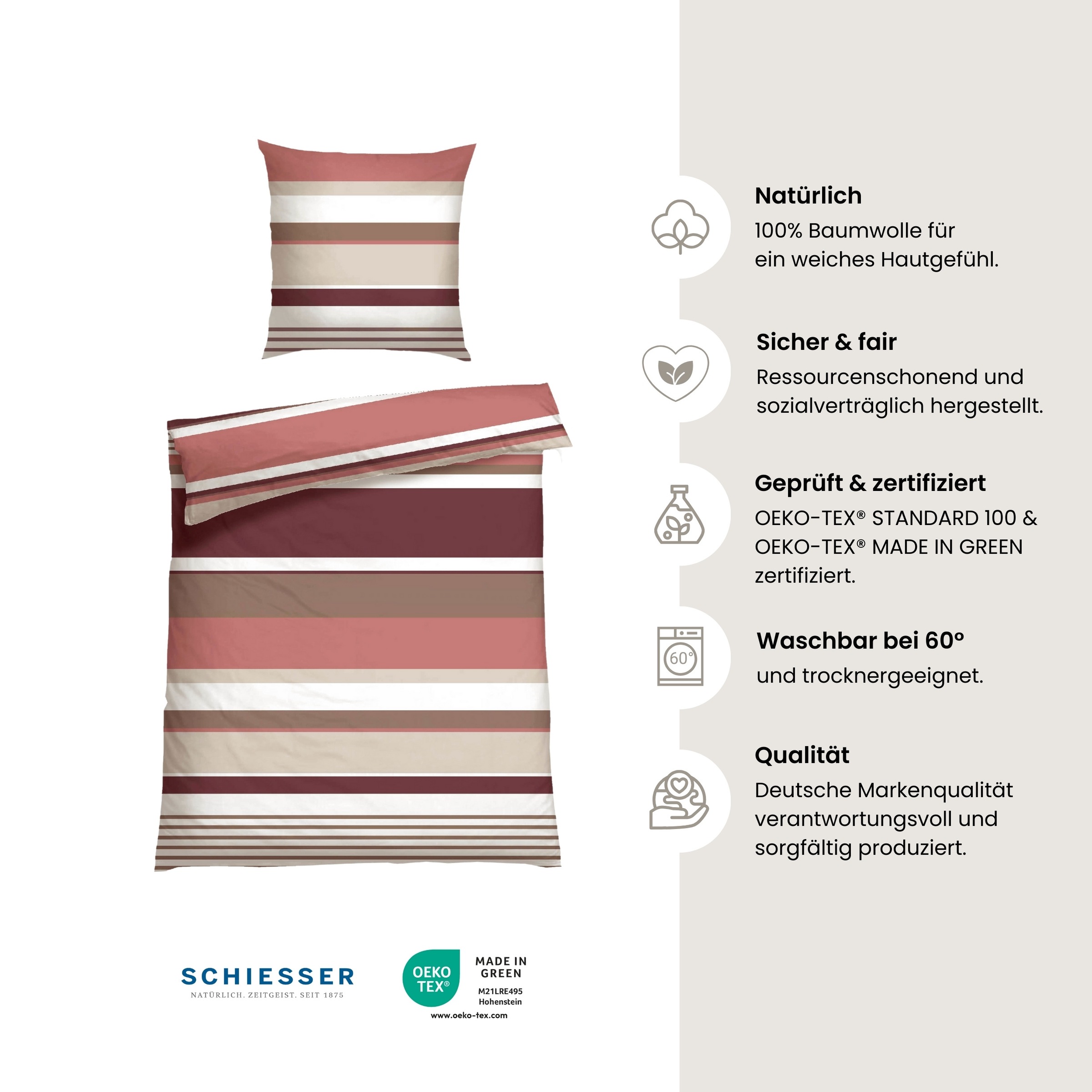 Schiesser Bettwäsche »Rexo aus weicher Baumwolle mit Streifen«, Made in Green