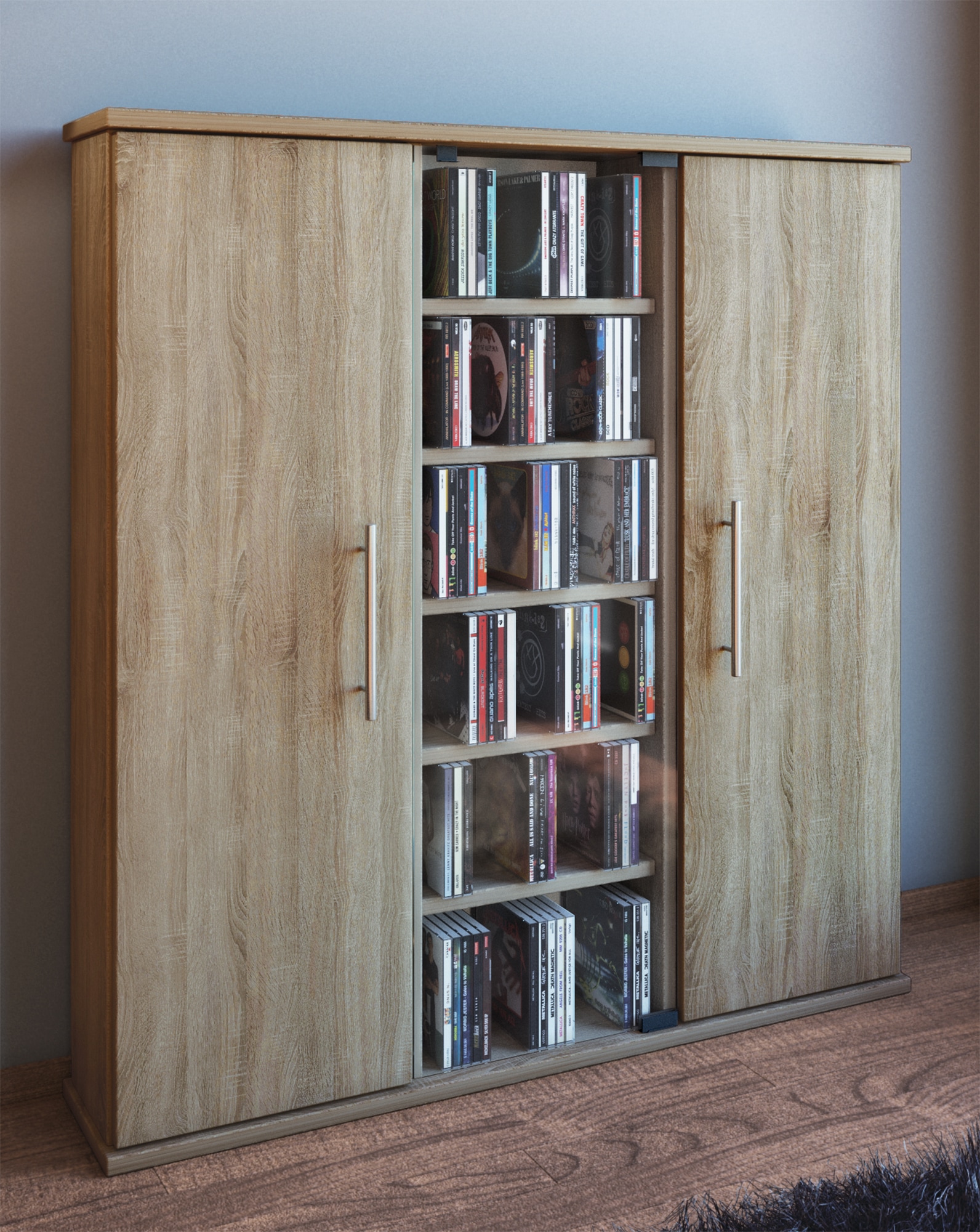VCM Media-Regal »Holz CD DVD Stand Regal Schrank Santo Glastür« 1 Stk. tlg.