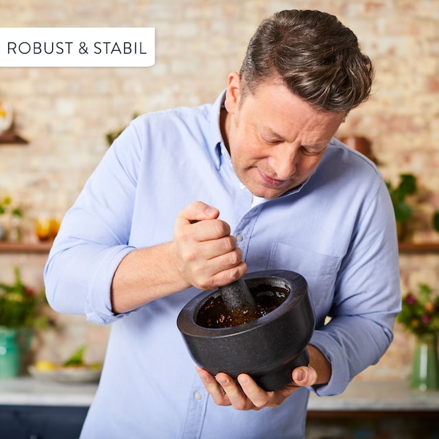 Tefal Mörser »Jamie Oliver by Tefal«, (2 tlg.), einfache Reinigung, robust,  für nasse und trockene Zutaten, Granit mit 3 Jahren XXL Garantie