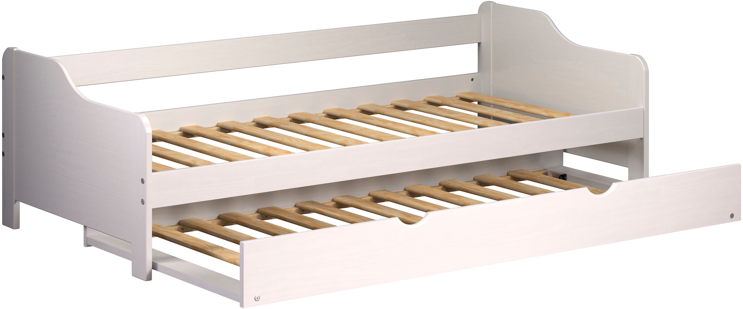 Home affaire Holzbett »Avesta Bett Ausziehbett Daybett Gästebett Funktionsbett«, (1 tlg.), Weißes Massivholz Bett mit Auszieh-Funktion - 90x200 cm Liegefläche
