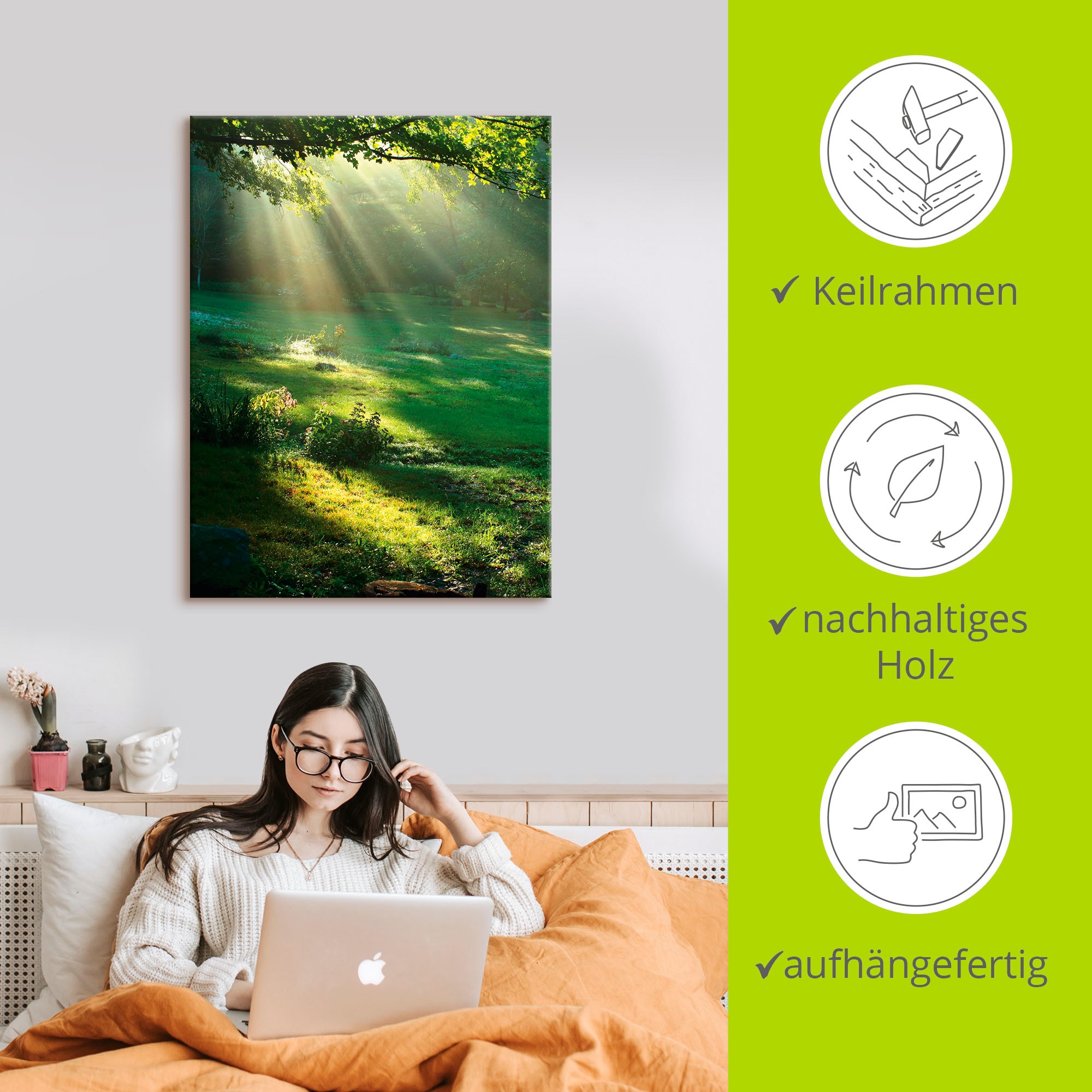 Artland Wandbild »Lichtkegel«, Wald, (1 St.), als Alubild, Outdoorbild, Leinwandbild, Poster, Wandaufkleber