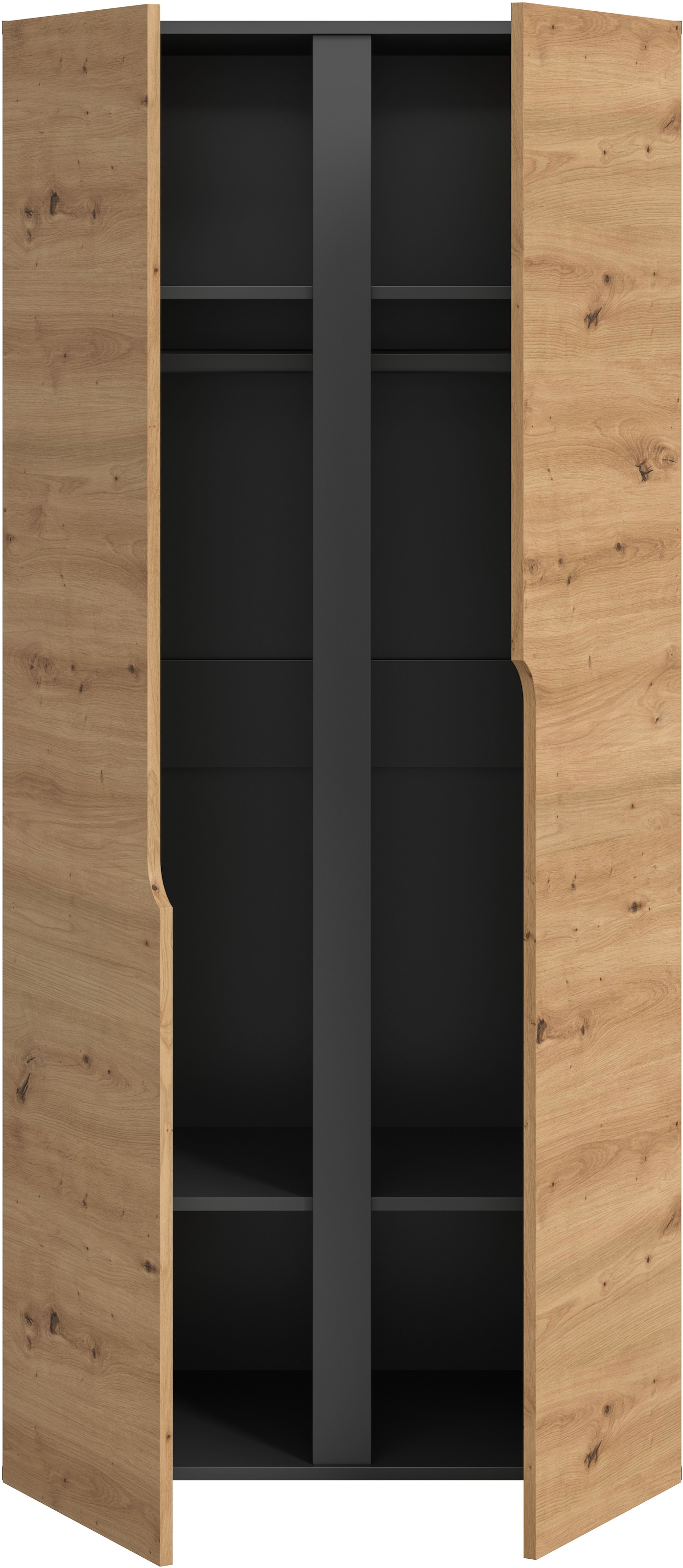 Home affaire Kleiderschrank »BJÖRNEBORG, TOPSELLER!, Schlafzimmerschrank, Garderobe, Schrank« inklusive Wechselblende in anthrazit und Artisan Eiche Nachbildung,  Breite 80cm, Kleiderstange, 2 Böden