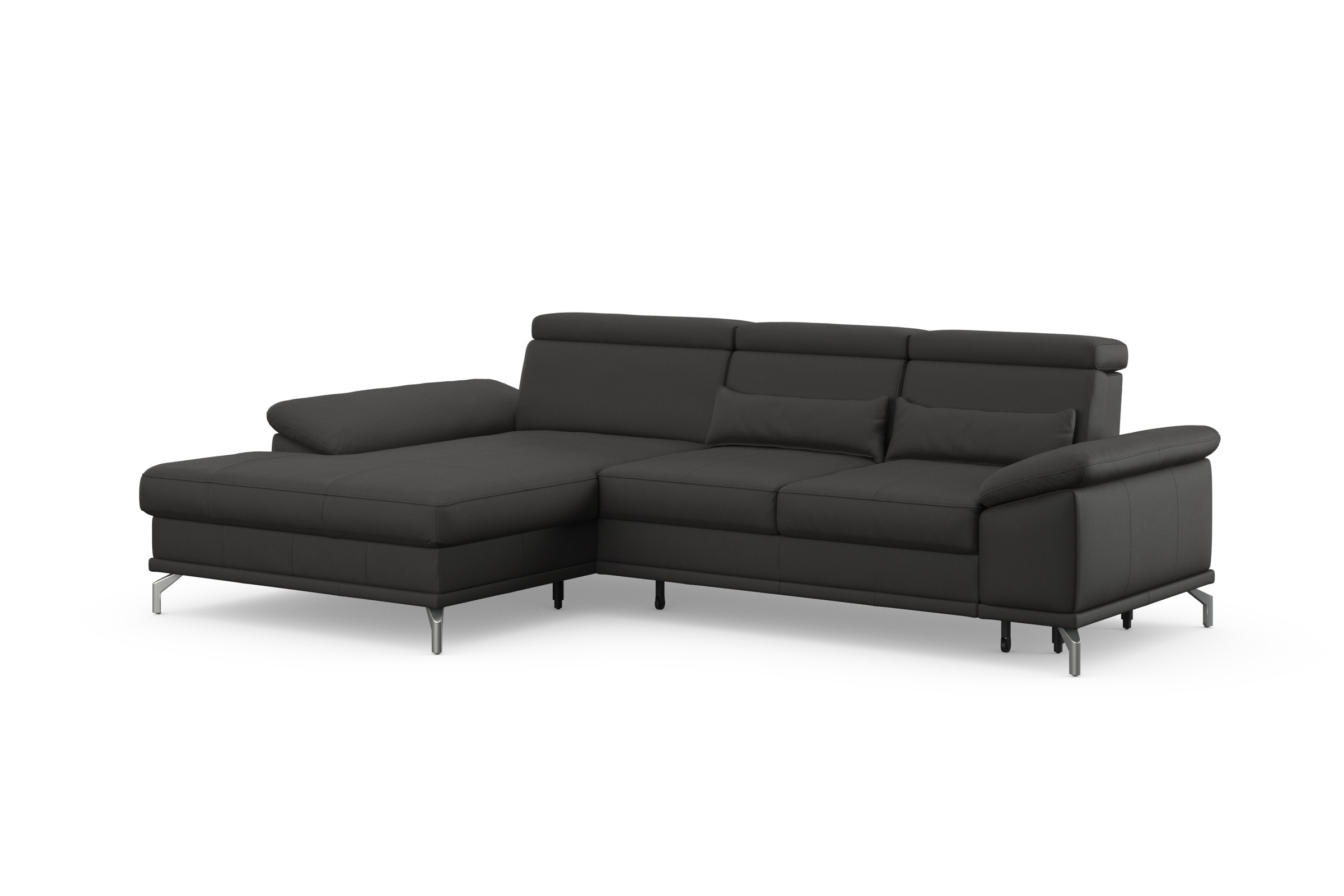sit&more Ecksofa »Cabrio L-Form, B: 295 cm, mit Sitztiefen-, Arm- & Kopfteilverstellung«, 2 Nierenkissen, Federkern, optional Bettfunktion und Stauraum