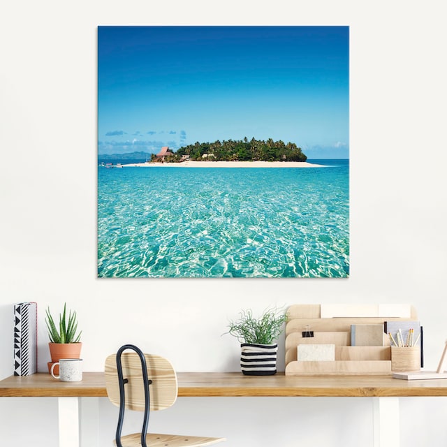 Artland Glasbild »Verblüffende Fiji Insel und klares Meer«, Gewässer, (1 St.),  in verschiedenen Größen auf Rechnung kaufen