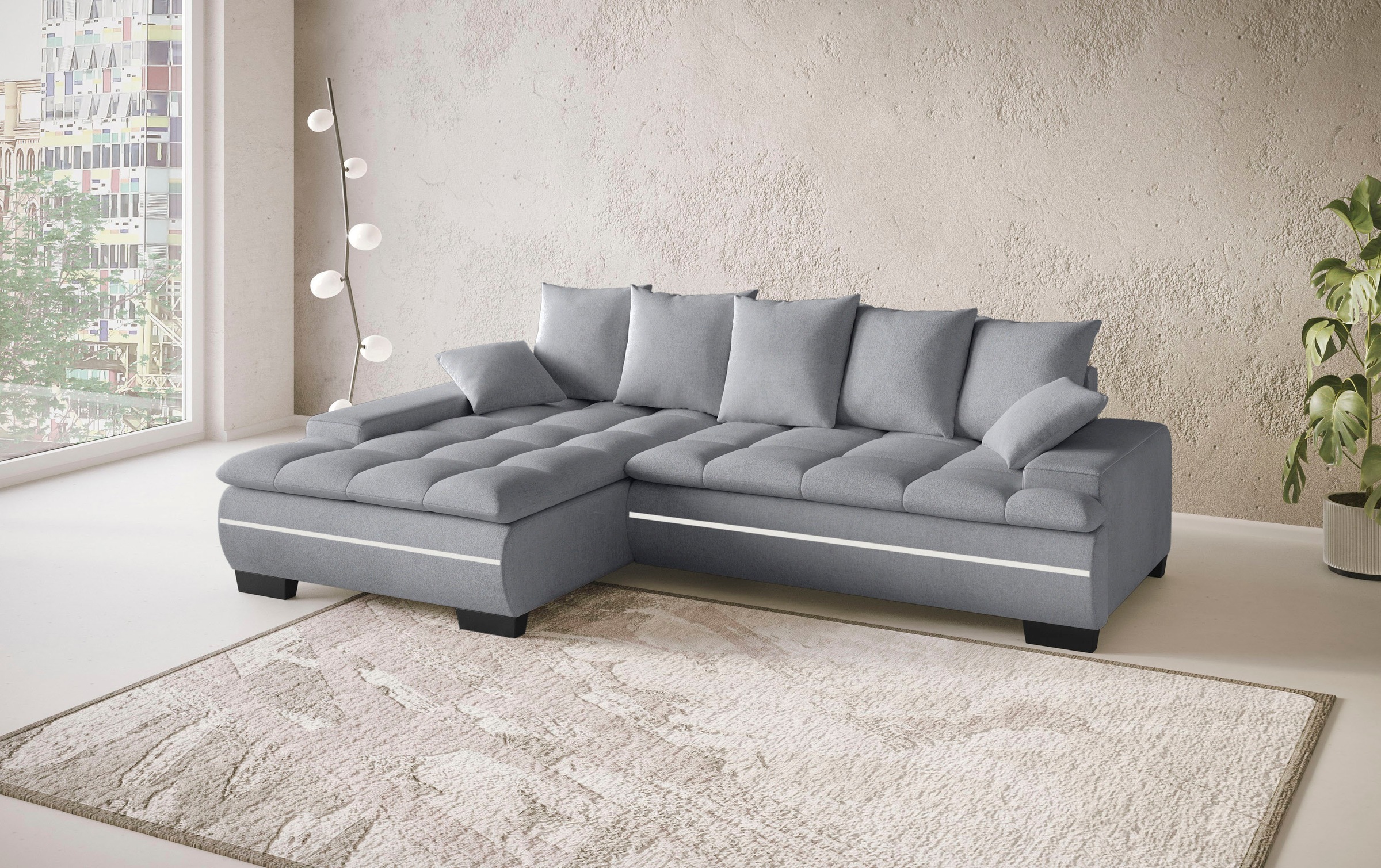 Mr. Couch Ecksofa »Haiti II, L-Form«, RGB-LED Beleuchtung, wahlweise mit Kaltschaum, Bett, Bettkasten