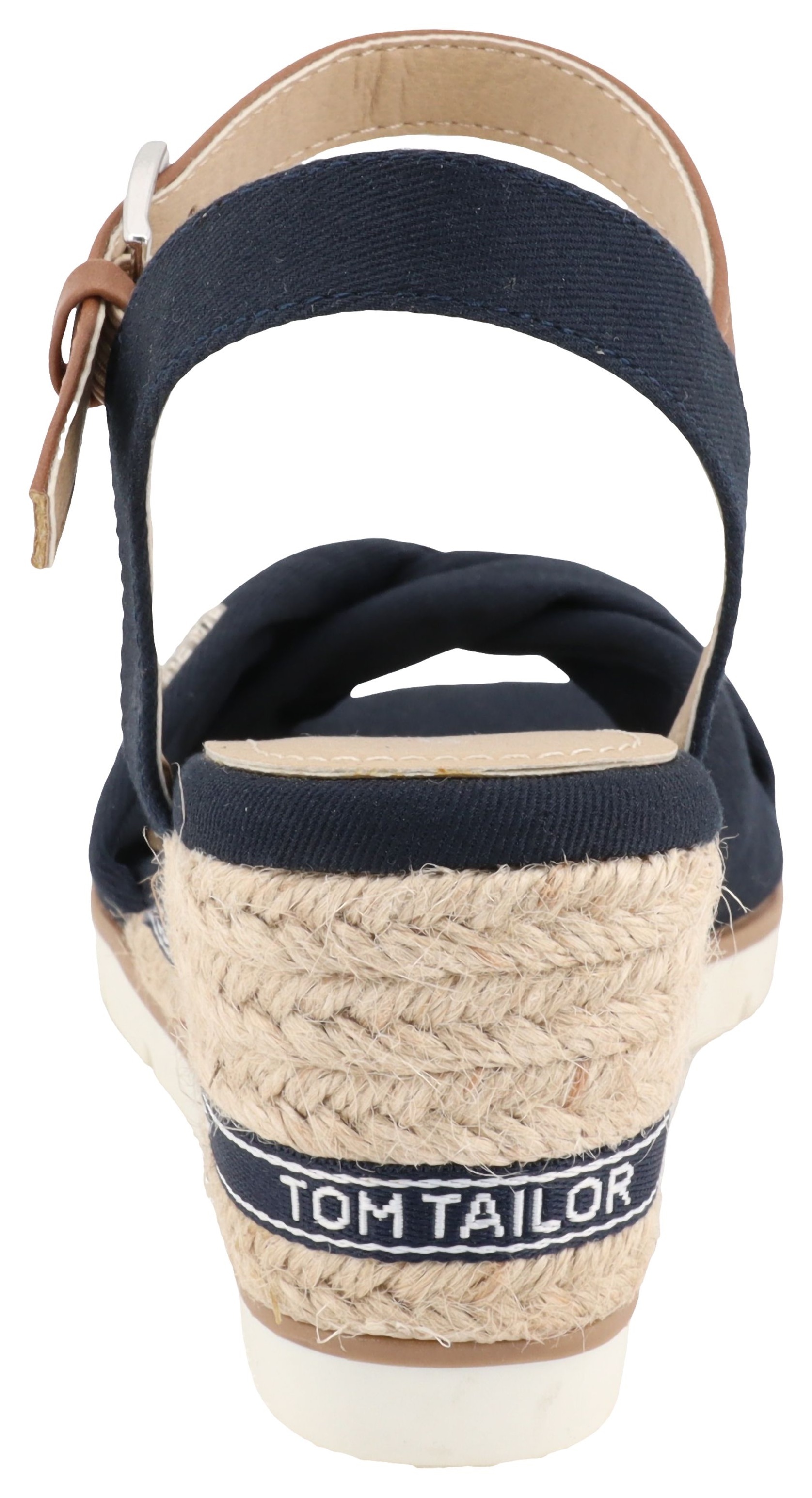 TOM TAILOR Keilsandalette »Isabel«  Riemchensandale, Sommerschuh mit Logoschriftzug im Absatz