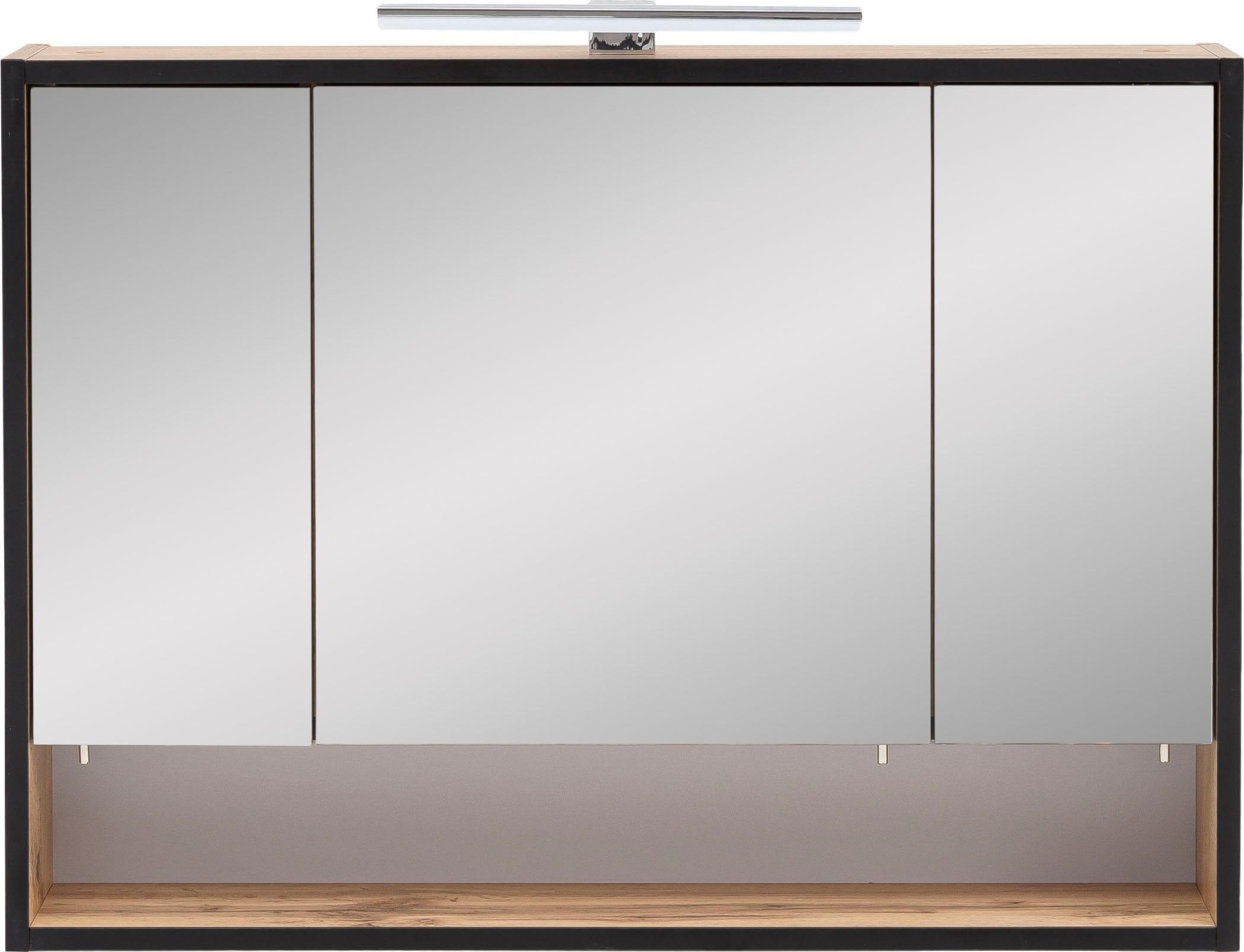 Schildmeyer Spiegelschrank »Maxima made in Germany«, Breite 80 cm, 3-türig, LED-Beleuchtung, Schalter-/Steckdosenbox