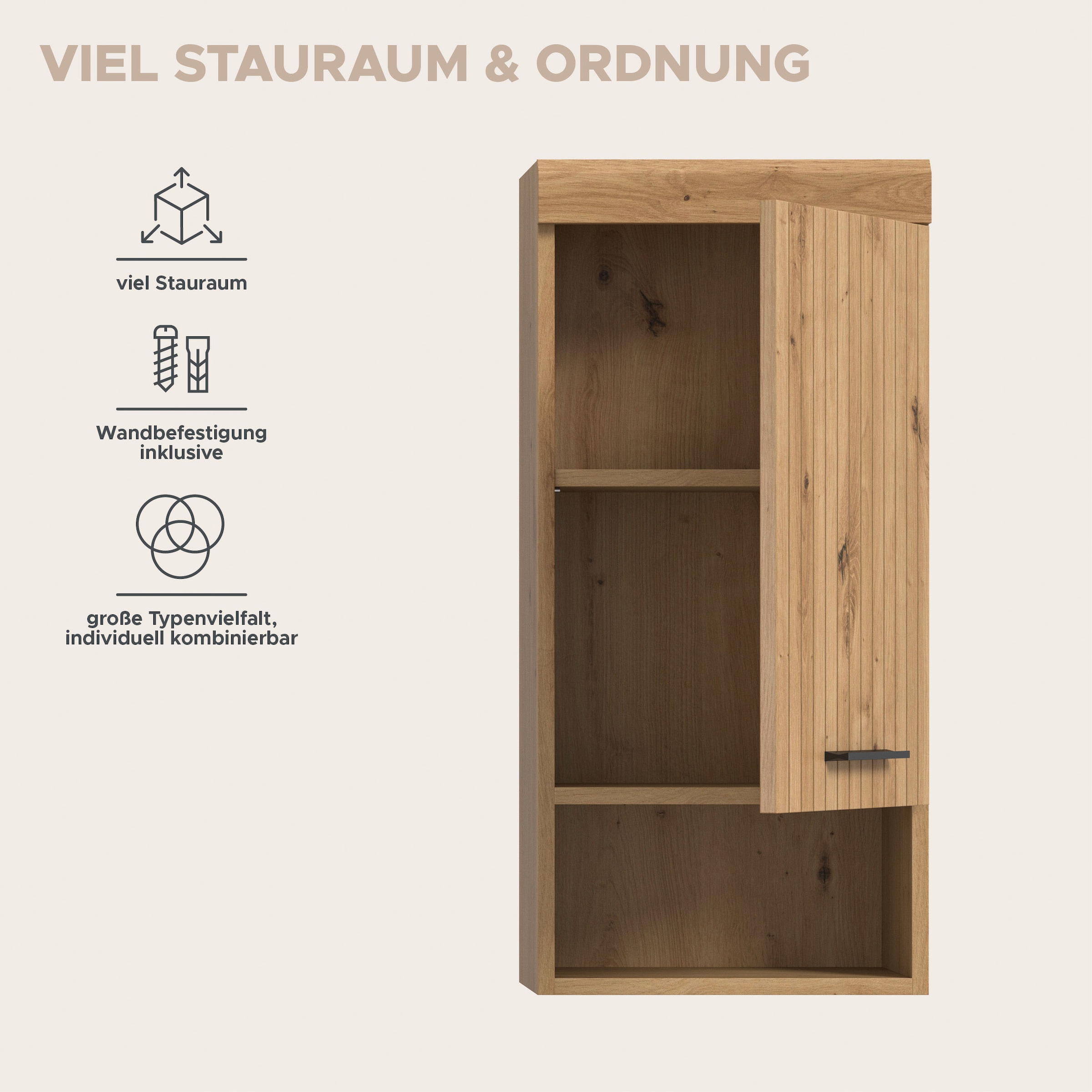 welltime Hängeschrank »SIENA, Breite 37cm, 1 Tür, 1 offenes Fächer, 1 Einlegeboden, MDF-Front« TOPSELLER!, 1 Stk. tlg. in verschiedenen Farben erhältlich, Badmöbel, Badschrank, Schrank, Bad