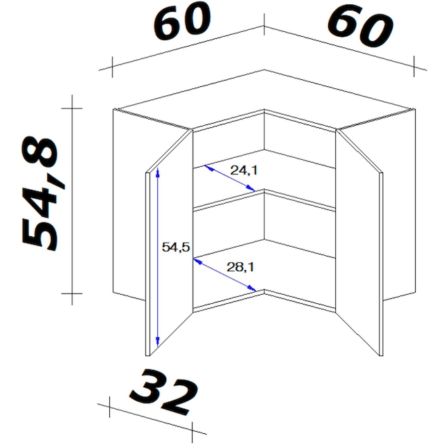 Flex-Well Eckhängeschrank »Nano«, (B x H x T) 60/60 x 54,8 x 32 cm auf  Raten bestellen