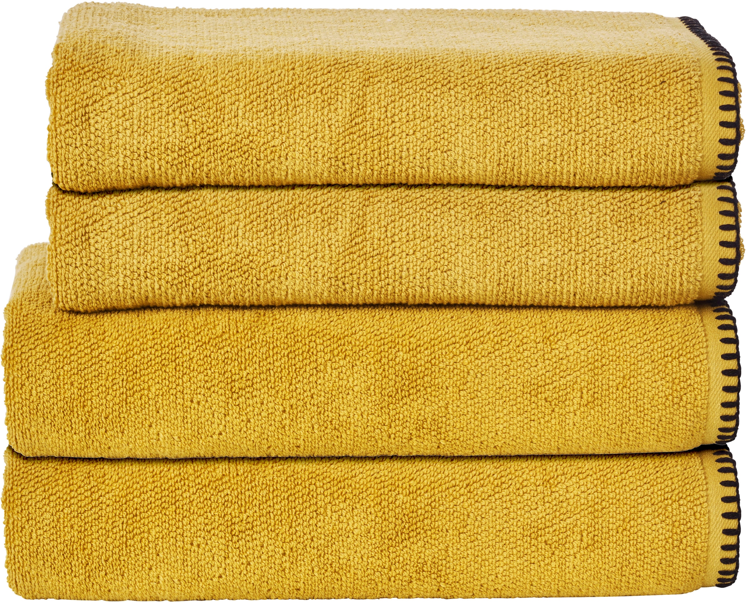 done.® Handtuch Set »Deluxe Prime 2xHandtücher (50x100 cm), 2x Duschtücher (70x140 cm)«, (Set, 4 St., 2 Handtücher (50x100 cm)-2 Duschtücher (70x140 cm), mit einfassender Ziernaht in schwarz