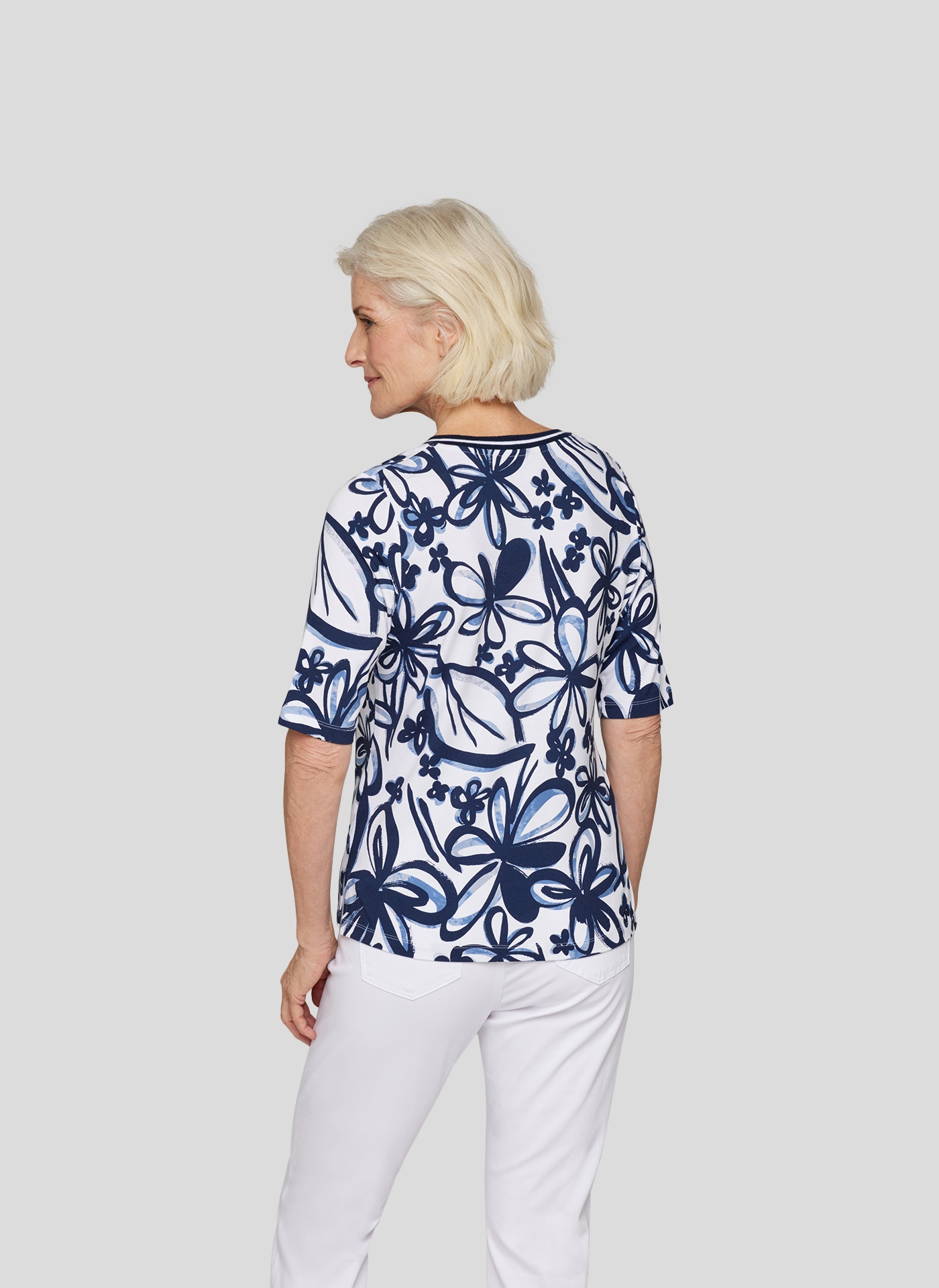Rabe Rundhalsshirt, mit floralem Muster