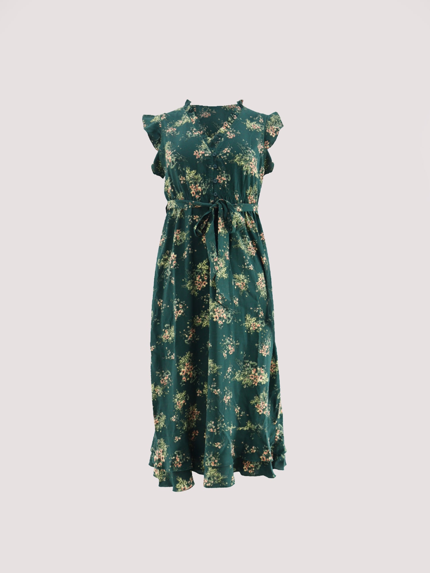 Apricot Druckkleid »Geblümtes Midikleid« mit Bindeband, 2 tlg. mit Rüschen und Bindegürtel