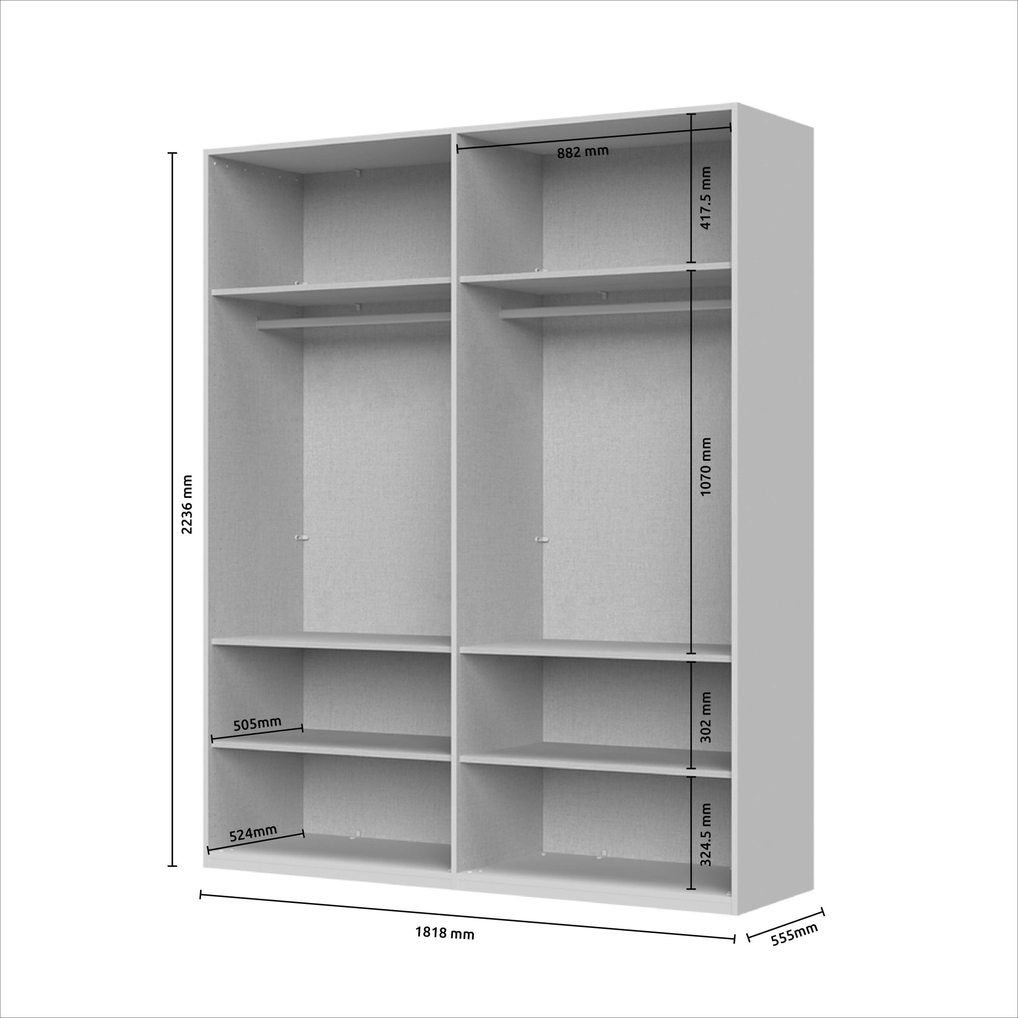 Places of Style Drehtürenschrank »Opera Parsol-Glastüren, LED-Glasbodenbeleuchtung, mit und ohne Kranz«, Glastüren, UV-Lack, LED-Innenbeleuchtung, Soft-Close-Funktion