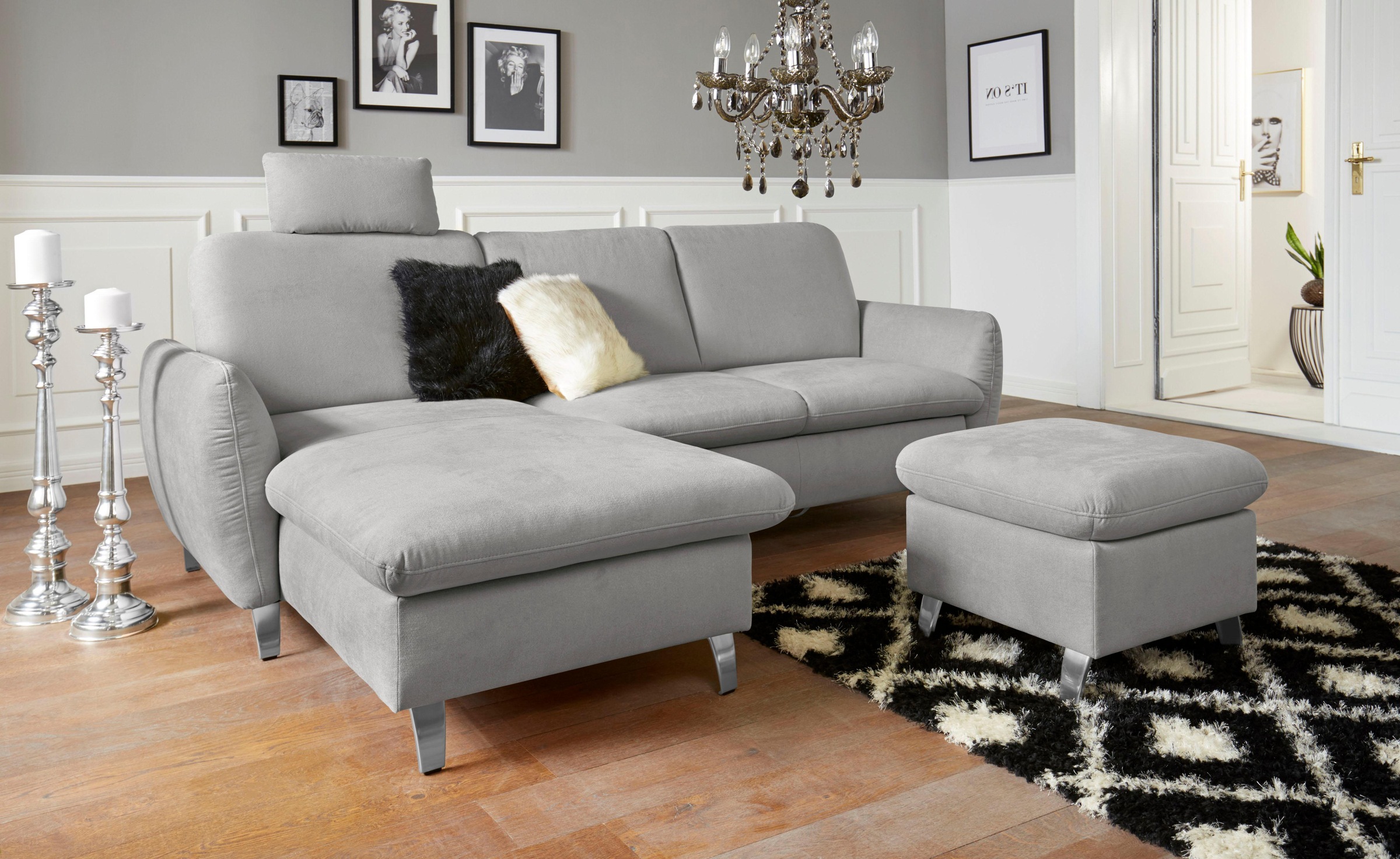 sit&more Ecksofa »Daytona L-Form«, mit Federkern, einer Kopfstütze und wahlweise mit Bettfunktion