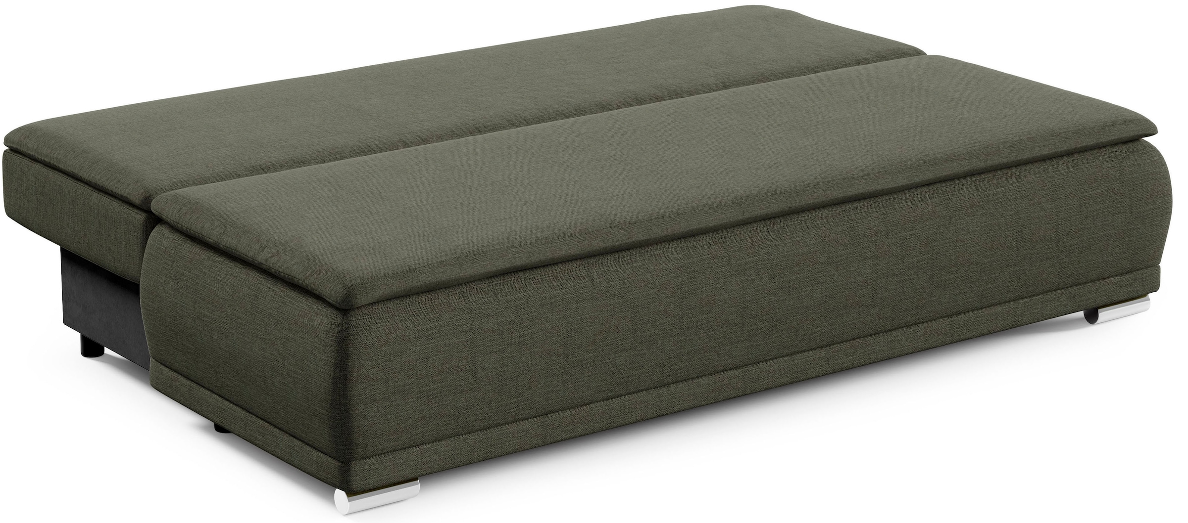 WERK2 Schlafsofa »Biggi, komfortabel & elegant, Schlaffunktion, Bettkasten, Breite 260cm«, inkl. losen Kissen, Struktur fein, weich BREEZE, Grün