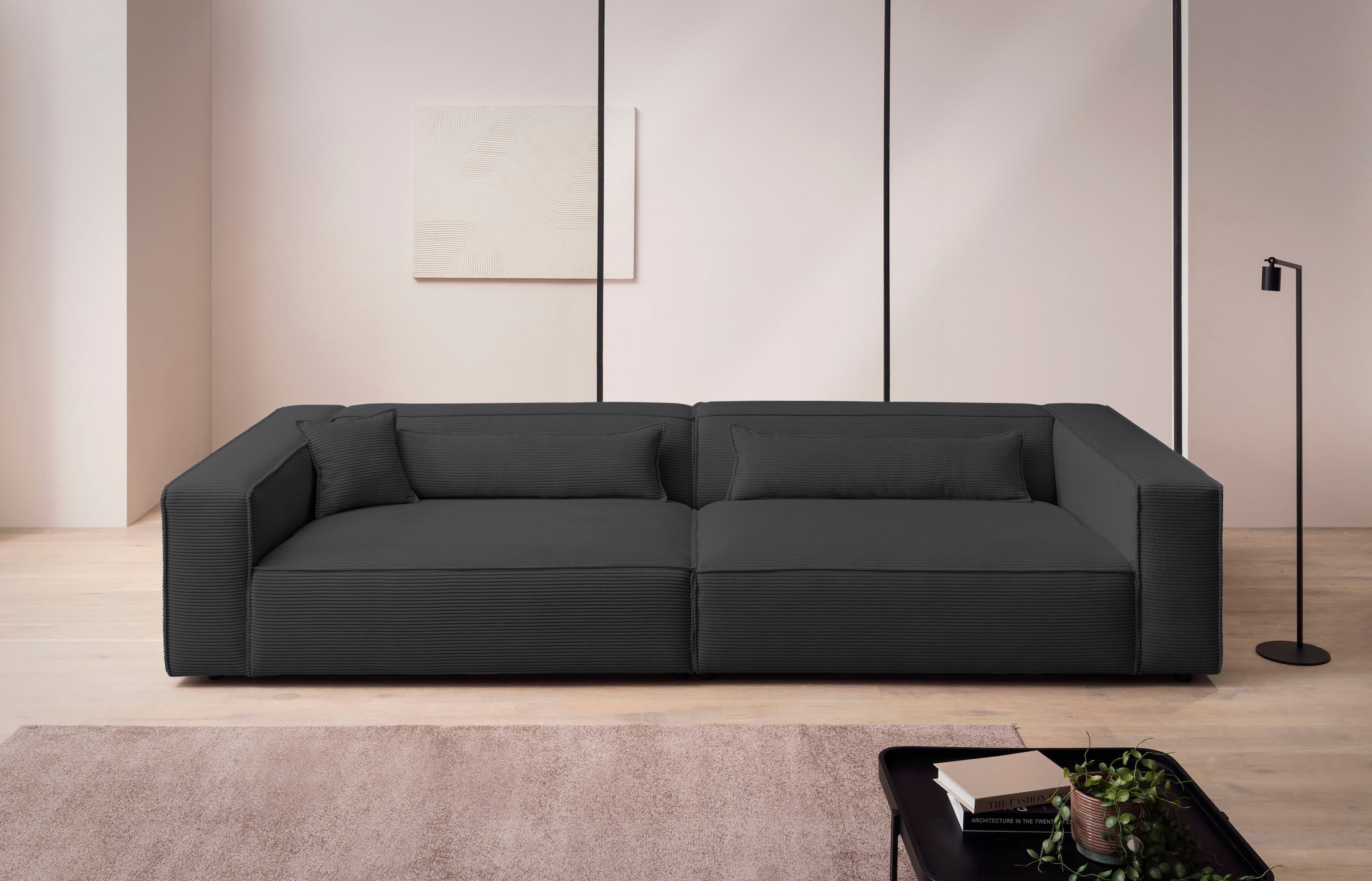 LeGer Home by Lena Gercke 3-Sitzer »PIARA XXL Cord, Sofa mit Kedernaht« schwarze Füße, bequemer Sitzkomfort, extra tiefe Sitzfläche