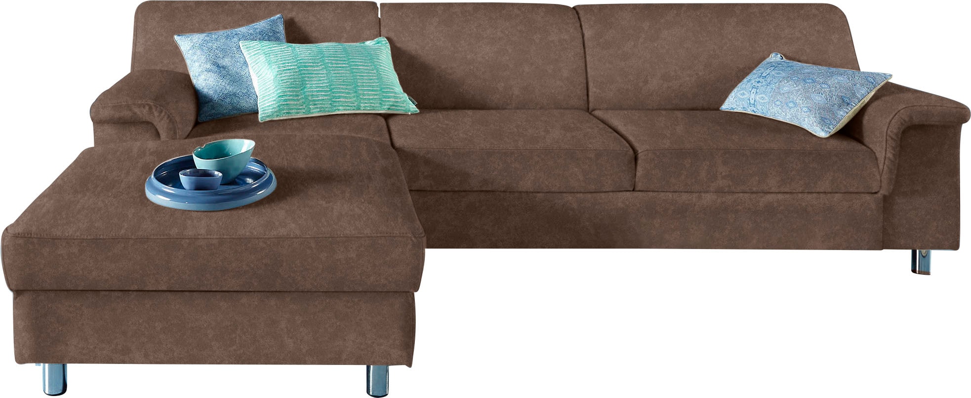INOSIGN Ecksofa »Jamie, modern und elegant, Fußhöhe 9cm, L-Form,« wahlweise mit Bettfunktion