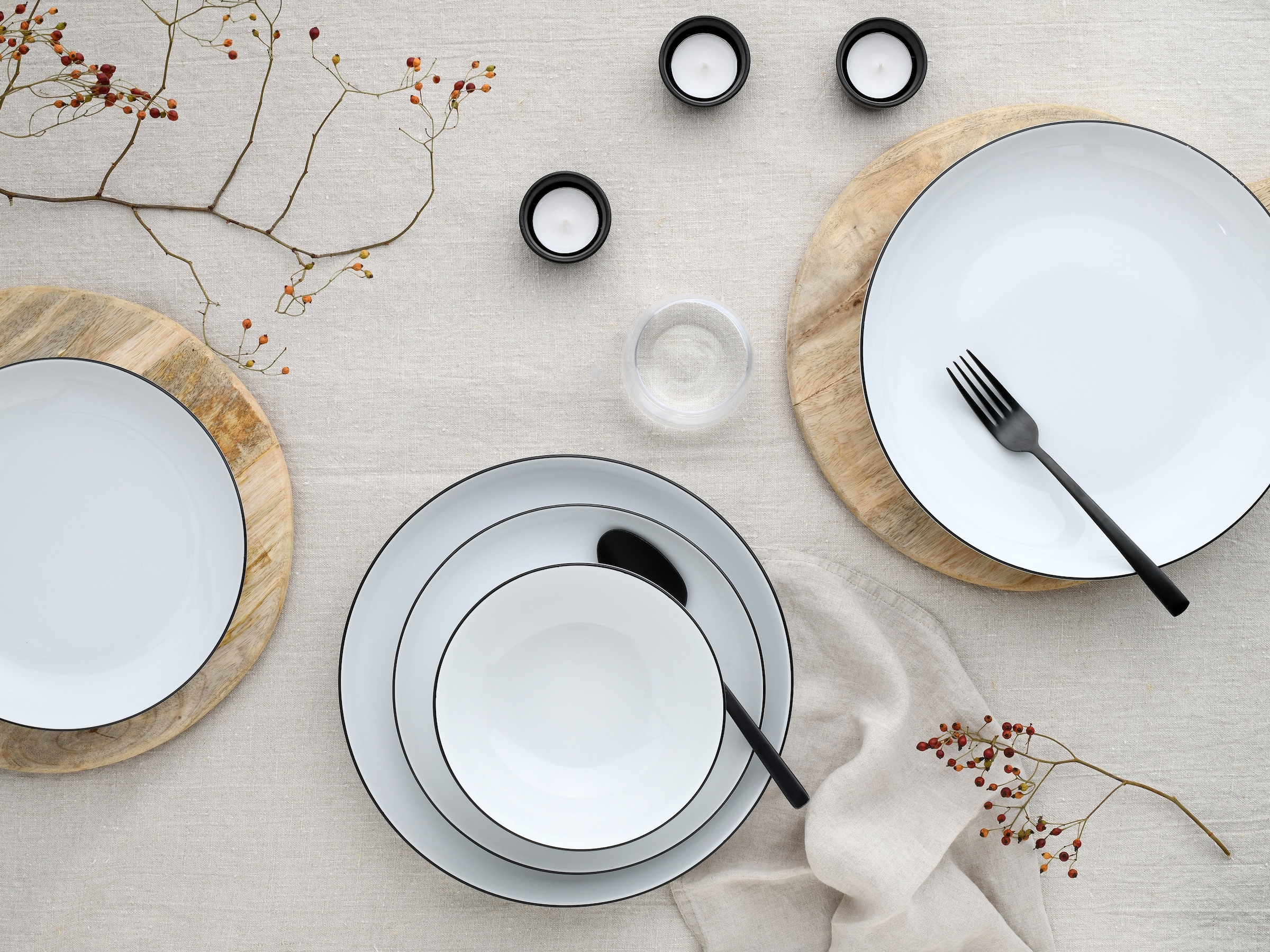 CreaTable Teller-Set »Allround Black Line, Tellerset 12-tlg« Teller Set, Daily Use, Zeitlos