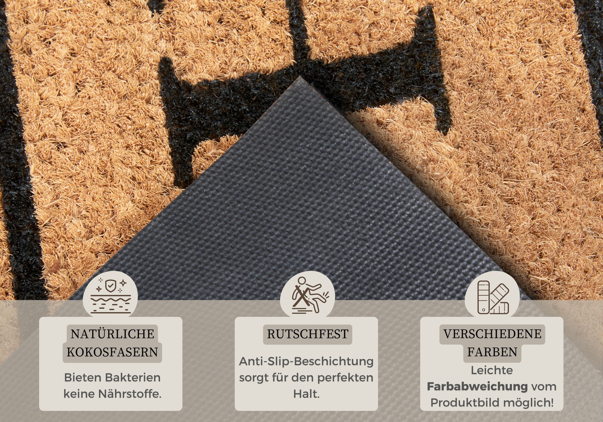 HANSE Home Fußmatte »Mix Mats  Kokos Wide Home Border, Türmatte« rechteckig 15 mm Höhe Kokos, Schmutzfangmatte, Outdoor, Rutschfest, Innen, Kokosmatte, Flur