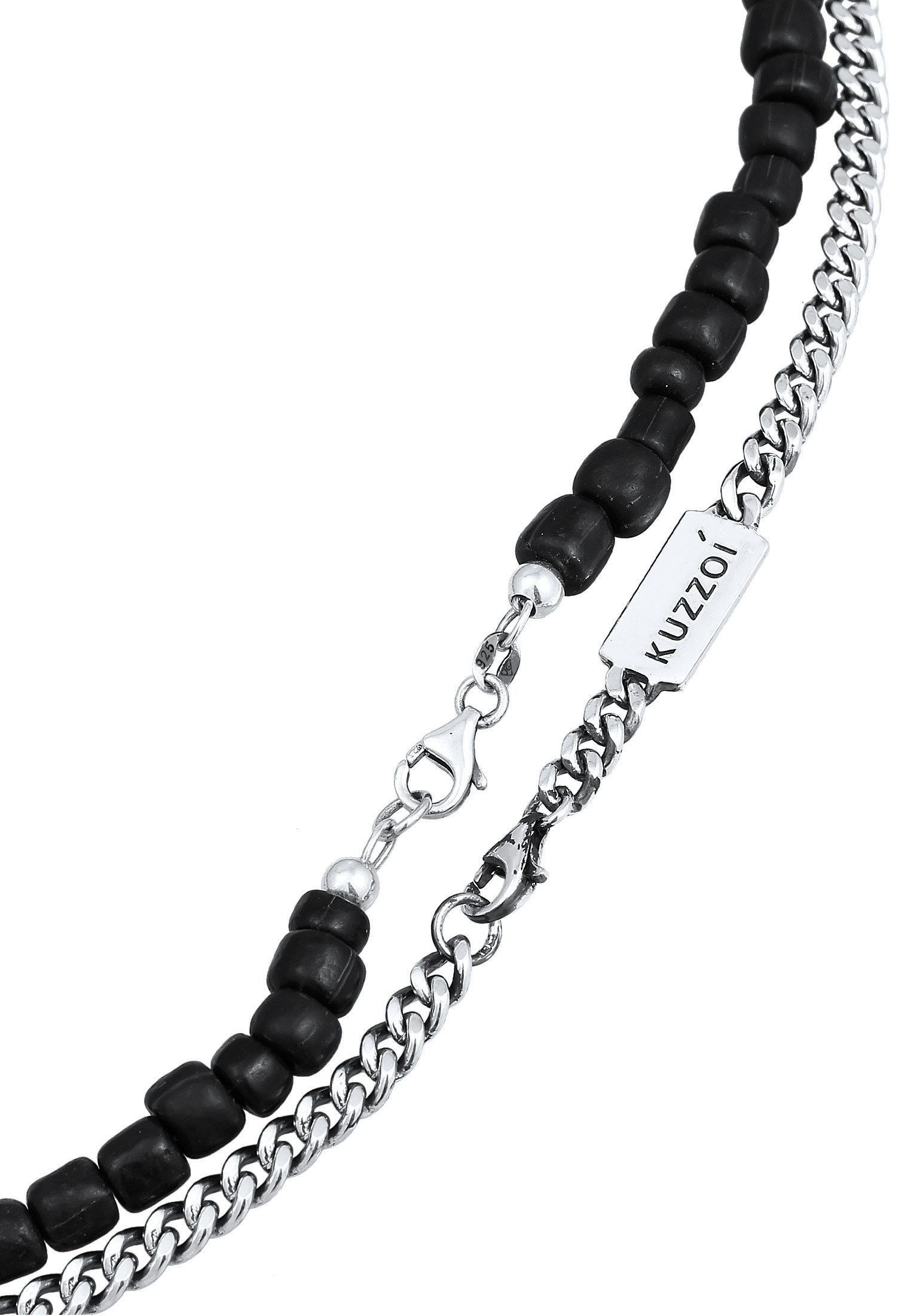 Kuzzoi Silberkette »Halskette Panzerkette Glas Beads Set 925 Silber«
