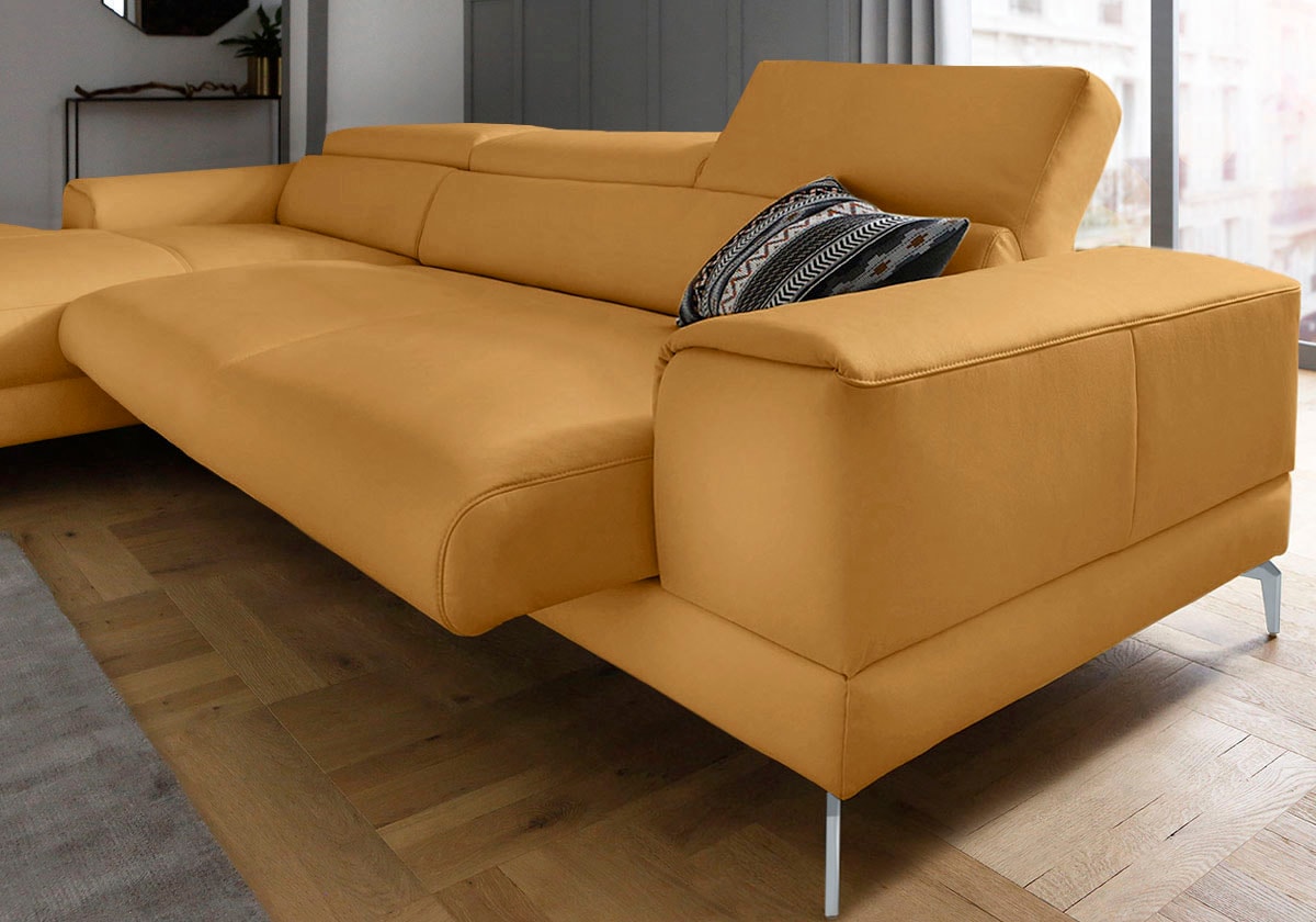 W.SCHILLIG Ecksofa »piedroo, Designsofa mit tollem Sitzkomfort, bequem und elegant, L-Form«, Kopfteilverstellung, wahlweise mit Sitztiefenverstellung, Breite 343cm