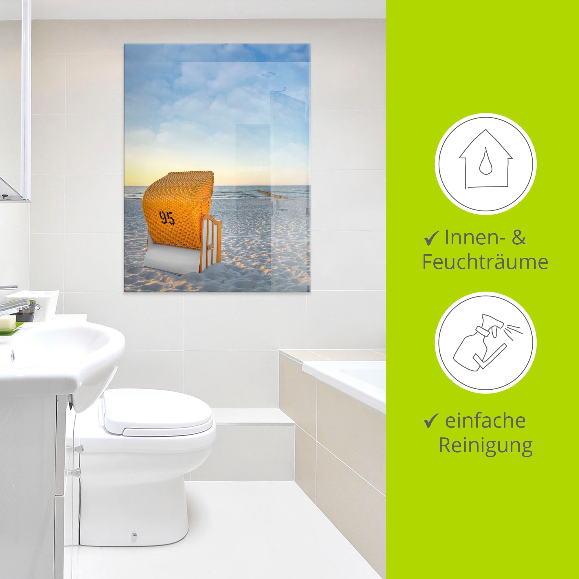 Artland Glasbild »Ostsee7 - Strandkorb« Strand 1 Stk. tlg. in verschiedenen Größen