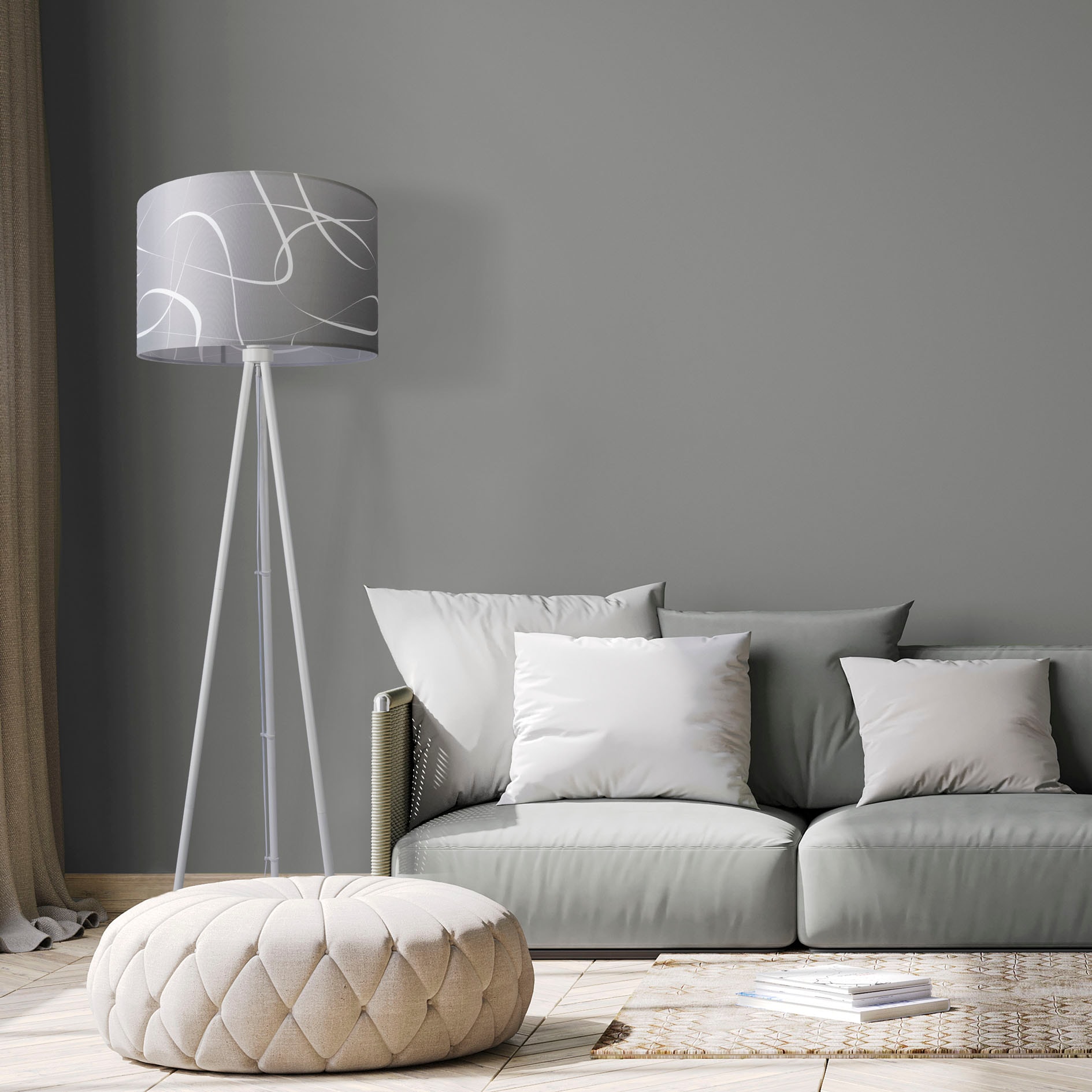 Paco Home Stehlampe »Trina Tribal«, Leuchtmittel E27 | ohne Leuchtmittel, Stehlampe Dreibein Mit Lampenschirm Stoff Stativ Modern Vintage Uni