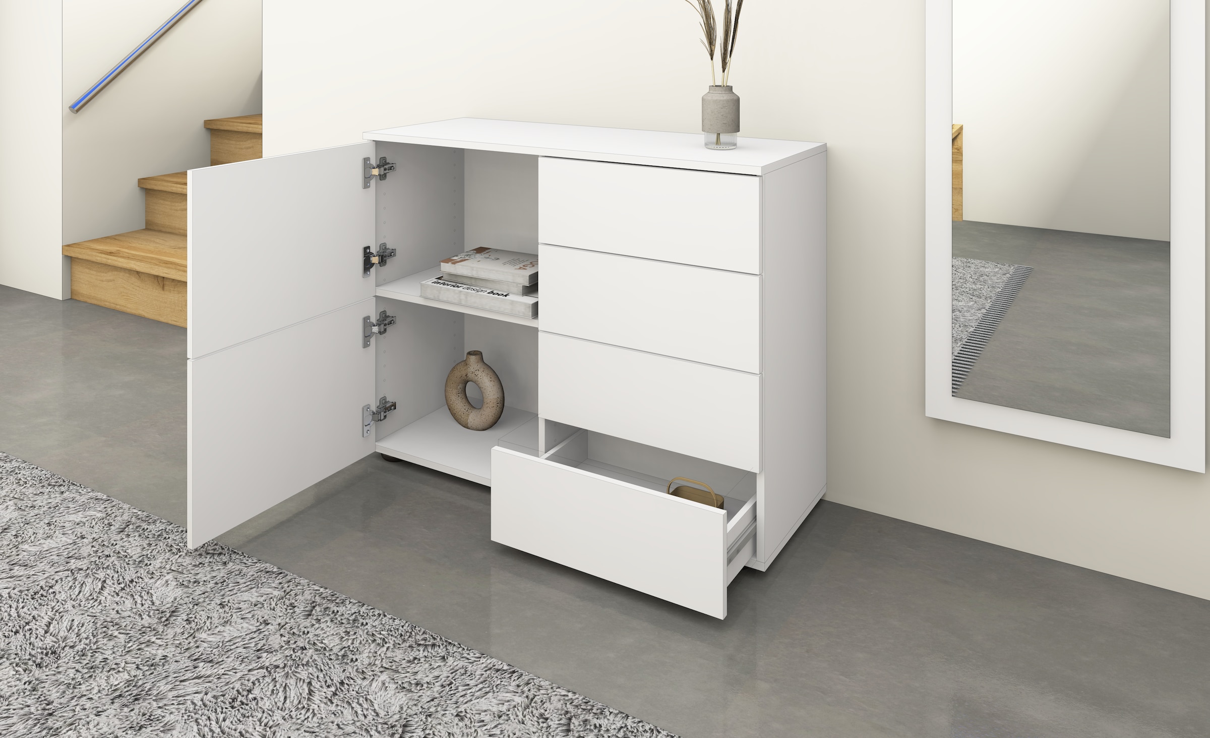 borchardt Möbel Kommode, Drucköffner (Push-To-Open), höhenverstellbare Einlegeböden