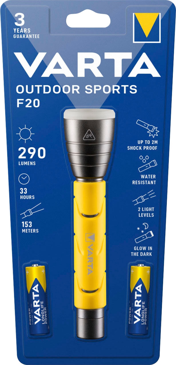 VARTA Taschenlampe »Outdoor Sports F20 Taschenlampe inkl. 2x LONGLIFE Power AA Batterien«