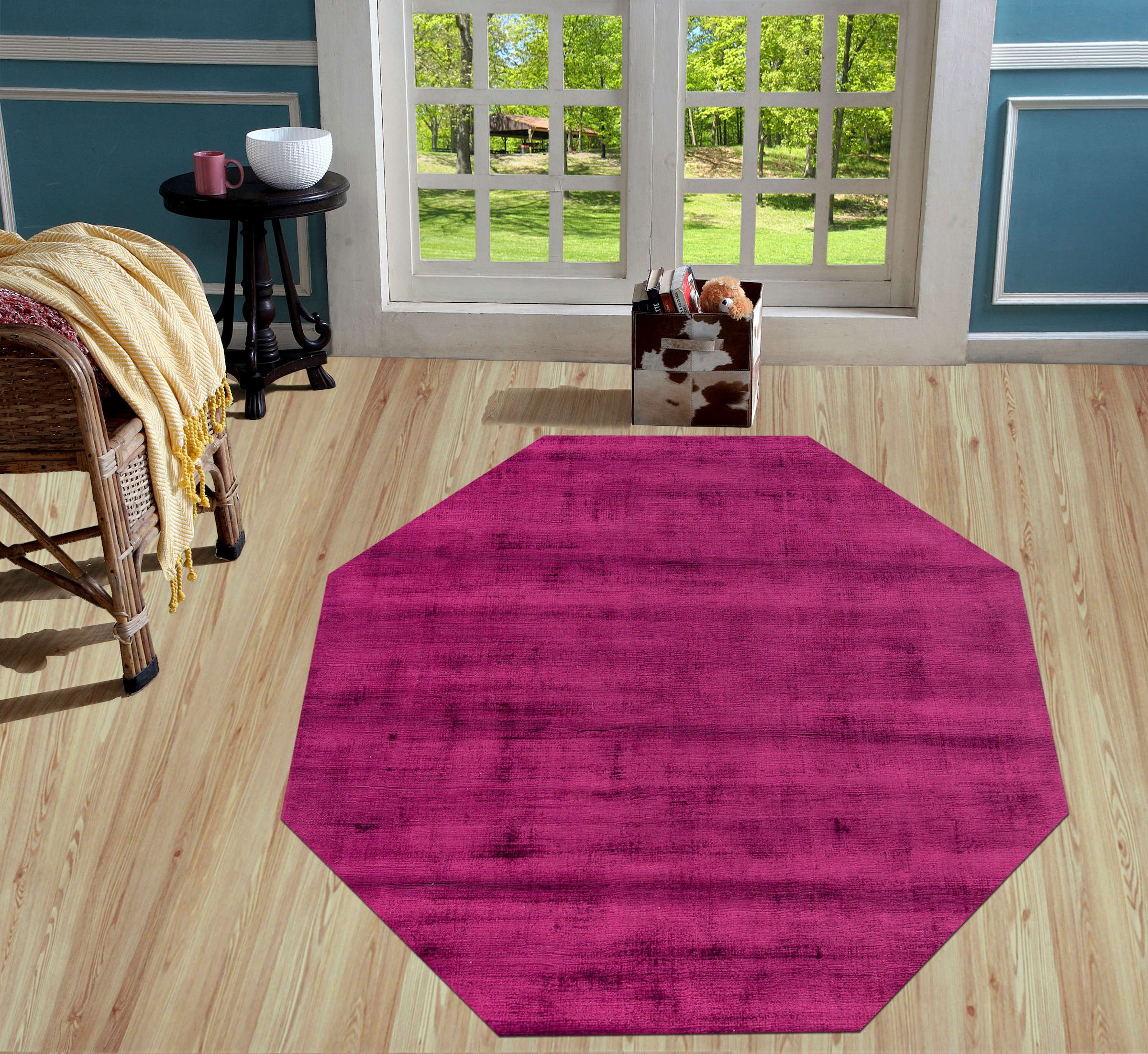my home Teppich »Shirley«, achteckig, aus online handgewebt, Wohnzimmer Viskose, Handweb weicher Teppich, kaufen