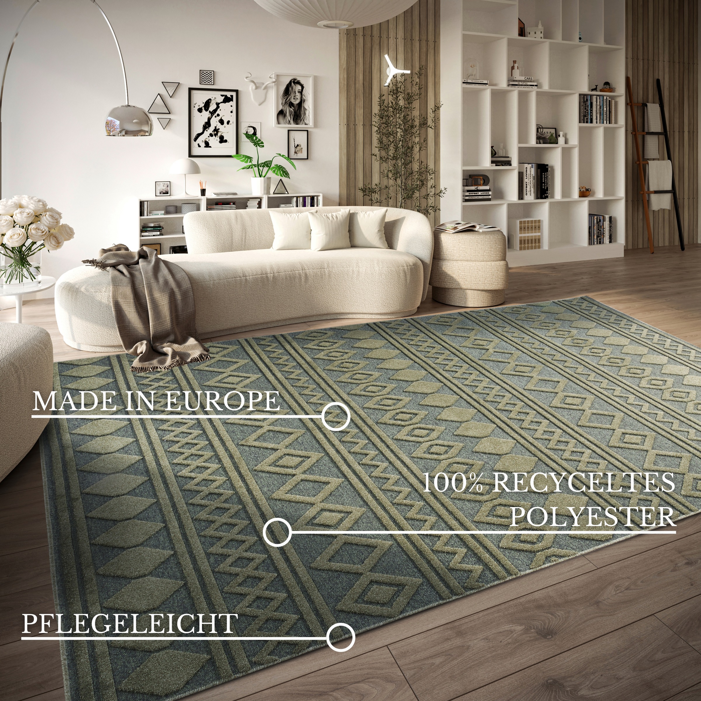 Villeroy & Boch Teppich »Catherine«, rechteckig, 5,5 mm Höhe, Nachhaltig, Wohnzimmer, Schlafzimmer, Modern, Hoch-Tief Effekt, Flur