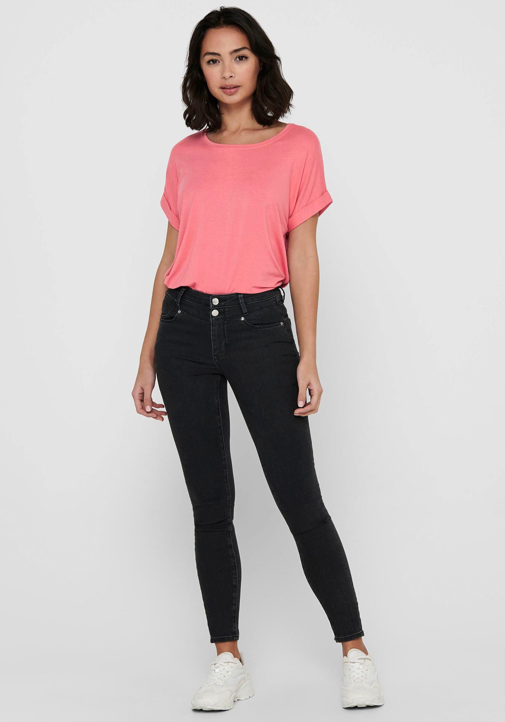 ONLY T-Shirt »ONLMOSTER S/S O-NECK TOP NOOS JRS«, mit Aufschlag am Arm
