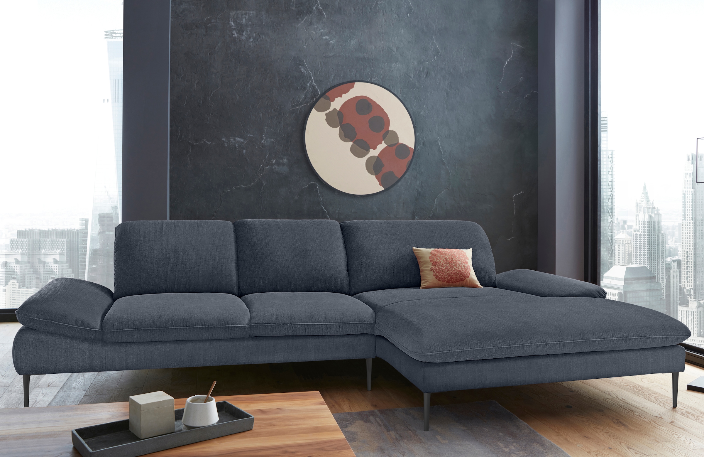 W.SCHILLIG Ecksofa »enjoy&MORE, Designsofa, bequem, zeitlos und elegant, L-Form«, Sitztiefenverstellung, Füße schwarz pulverbeschichtet, Breite 340 cm