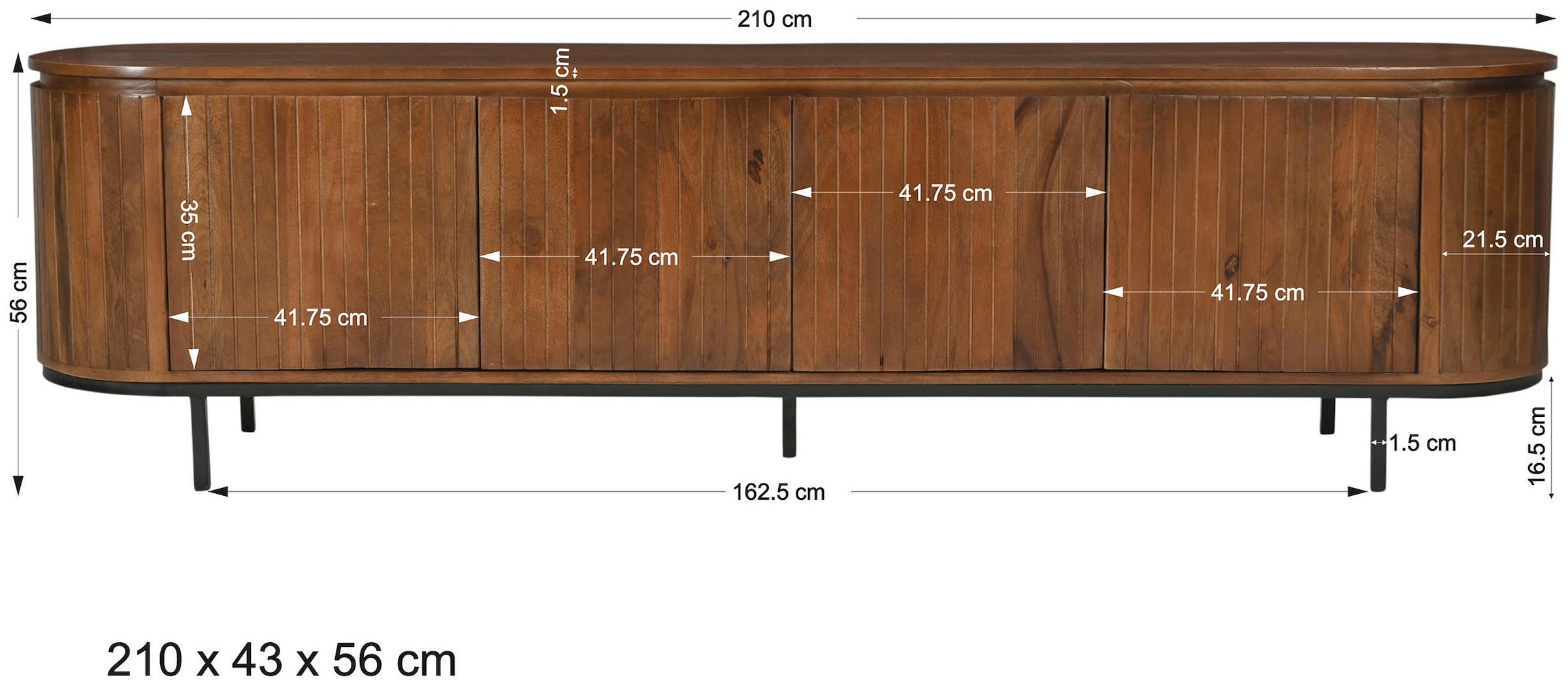 SIT Lowboard »MANGO NATURAL«, (1 St.), mit Lamellenfront