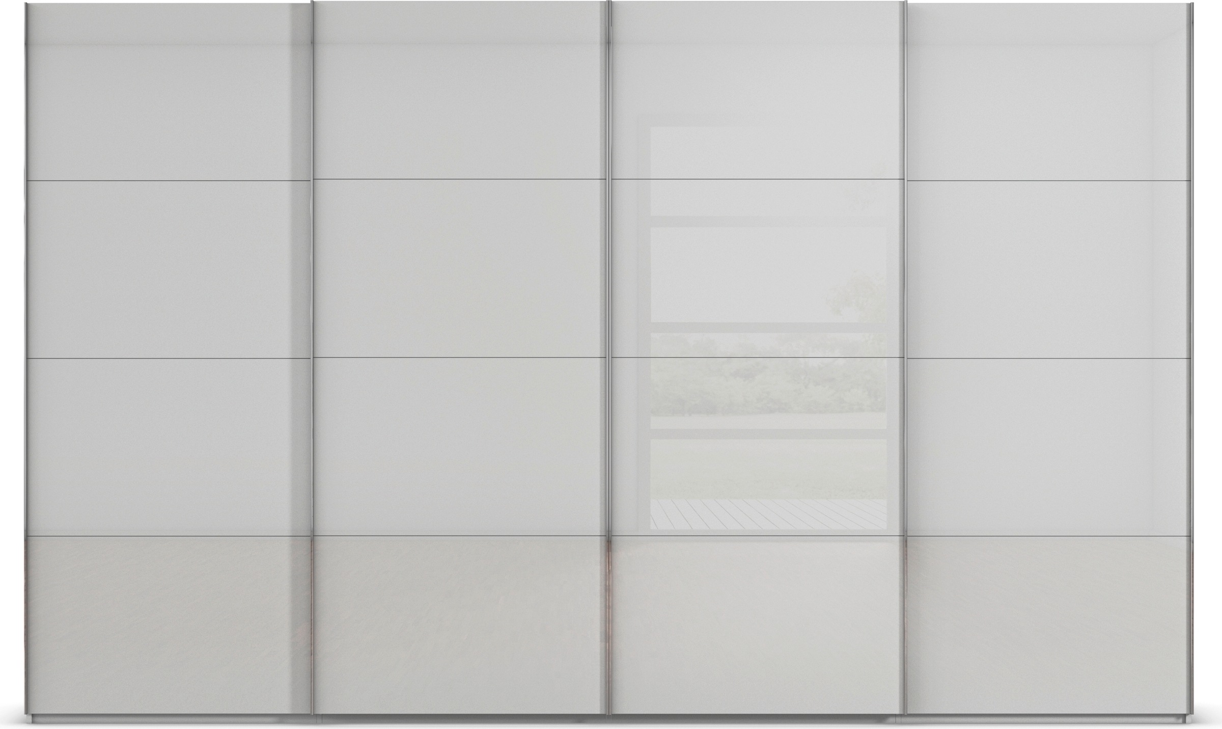 rauch Schwebetürenschrank »Kleiderschrank Schrank Garderobe Schlafzimmerschrank SCALE-FYRA«, edle viergeteilte Türen mit Glas-Front viele Farben MADE IN GERMANY