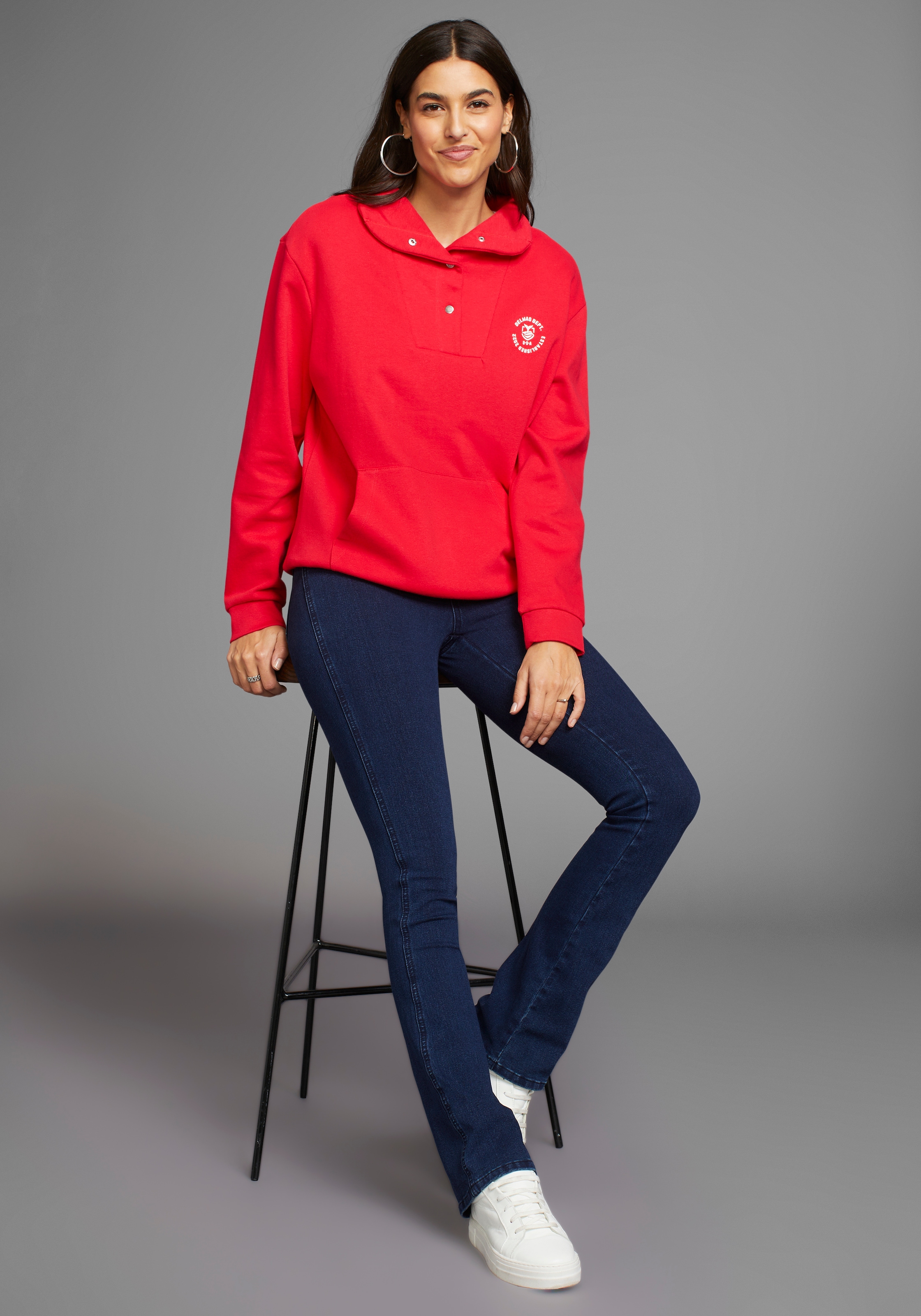 DELMAO Sweatshirt, mit Troyer Kragen - NEUE KOLLEKTION