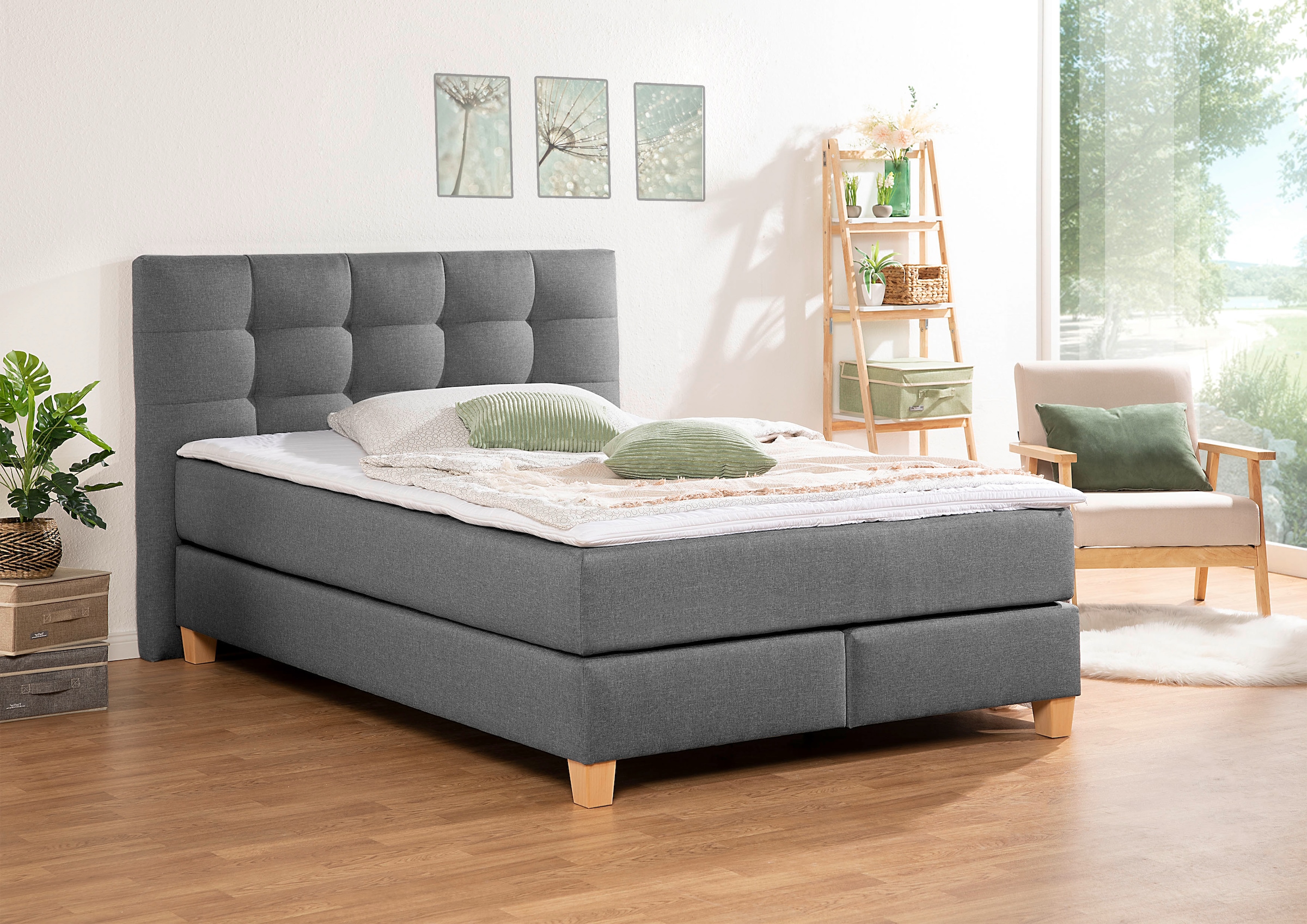 Home affaire Boxspringbett »Moulay«, inkl. Topper, in Überlänge 220 cm, 3 Härtegrade, auch in H4