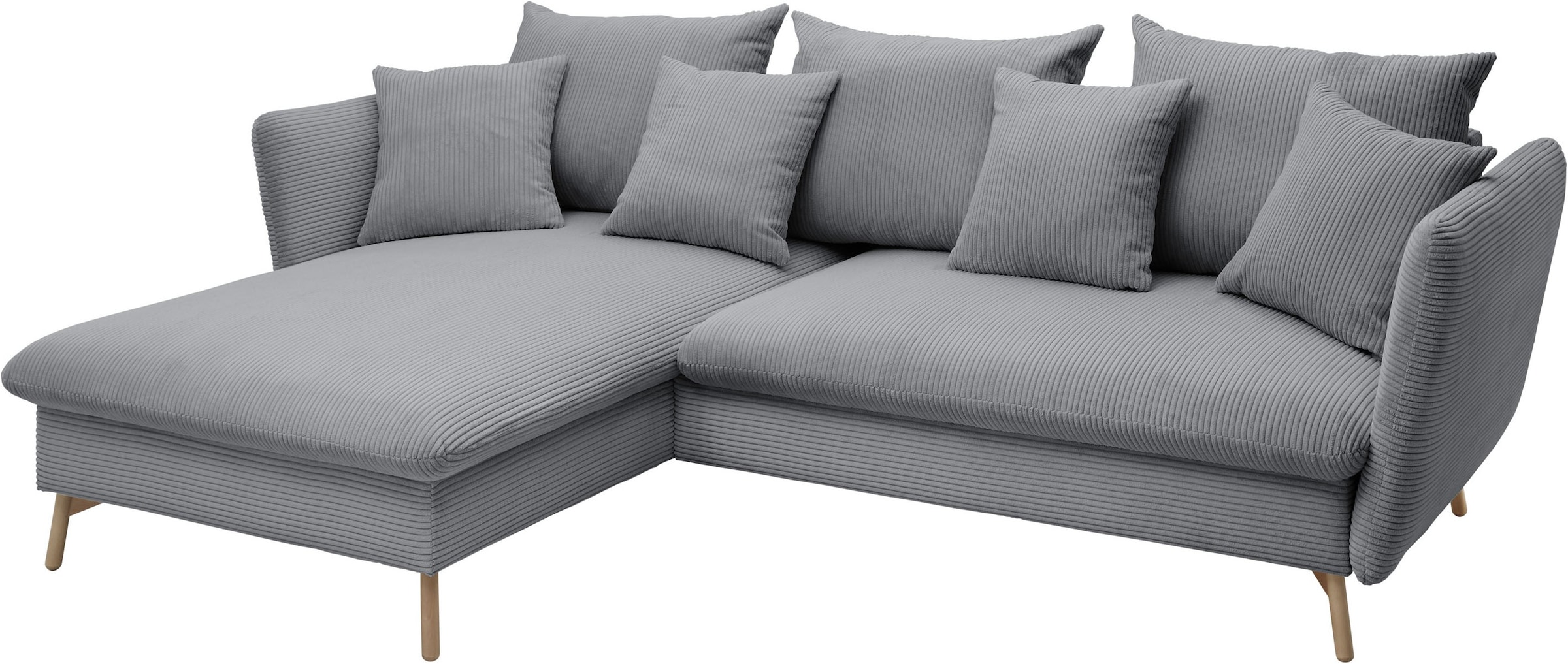 andas Ecksofa »MERLE, 258 cm, L-Form, traumhafter Cord,« mit Bettfunktion und Bettkasten, Liegefläche 224 x 139