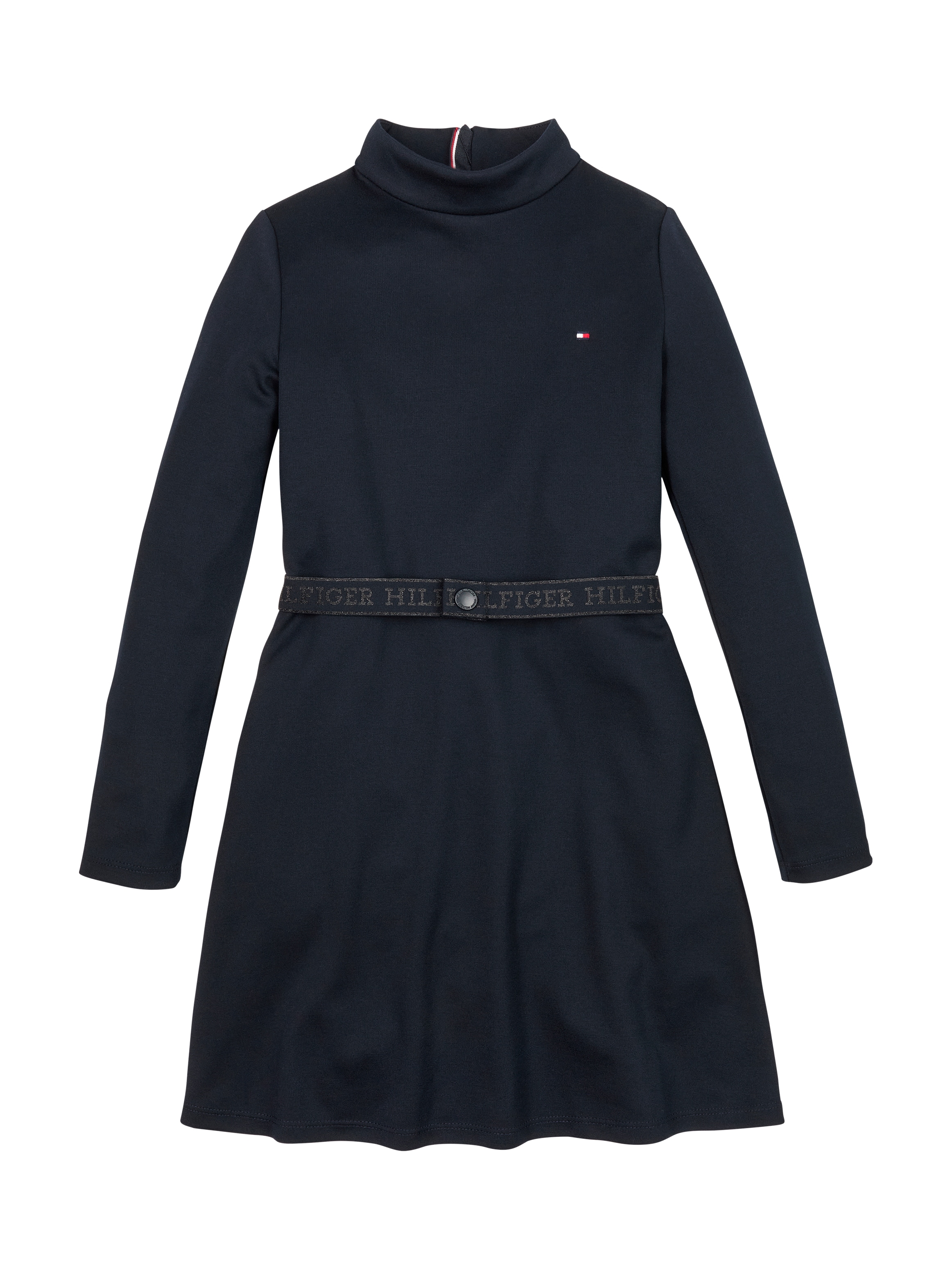 Tommy Hilfiger A-Linien-Kleid »BRANDED PUNTO DRESS LS«, mit Stehkragen