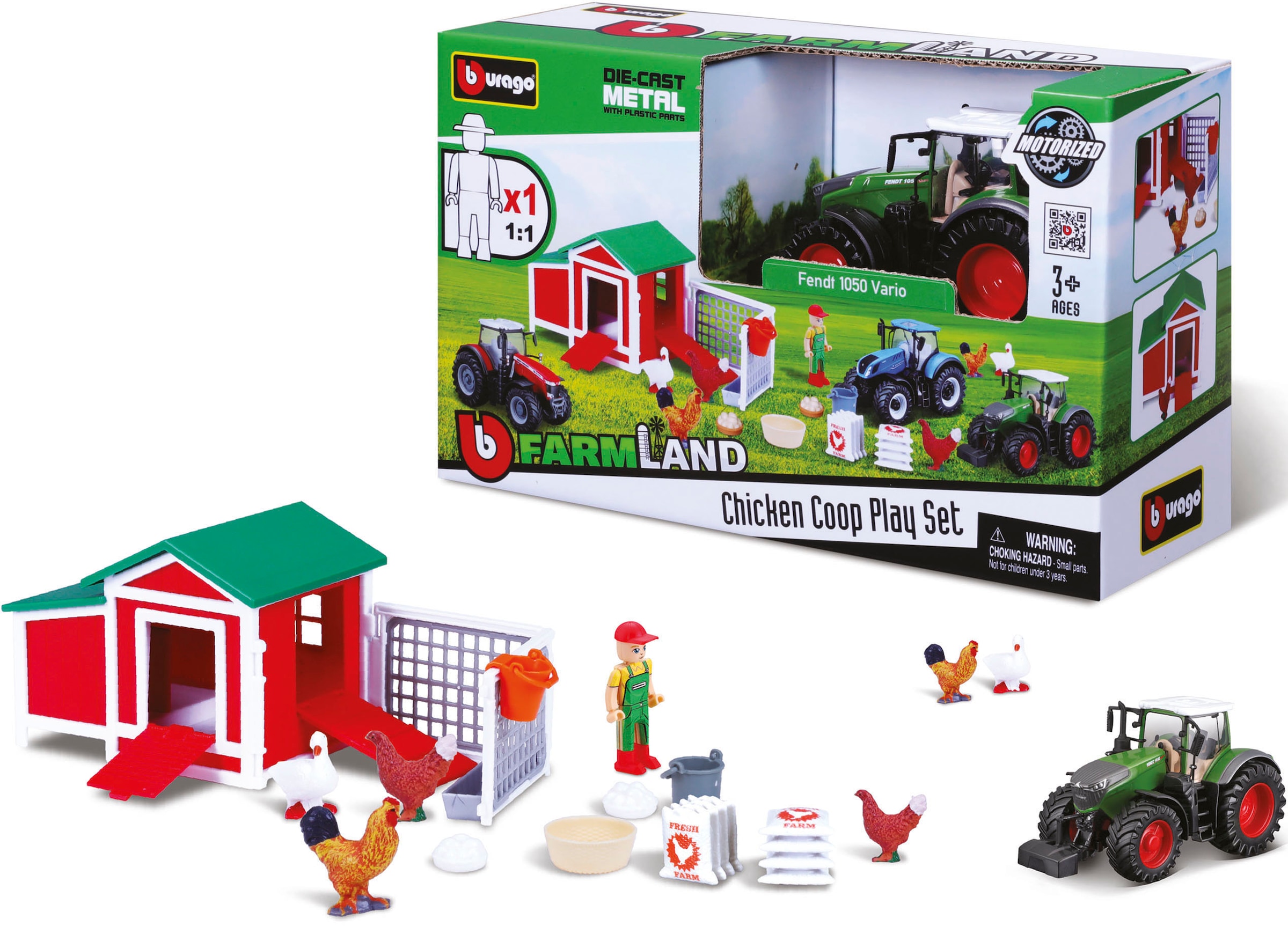 Bburago Spielwelt »Farmland, Hühnerstall«, inkl. FENDT Traktor