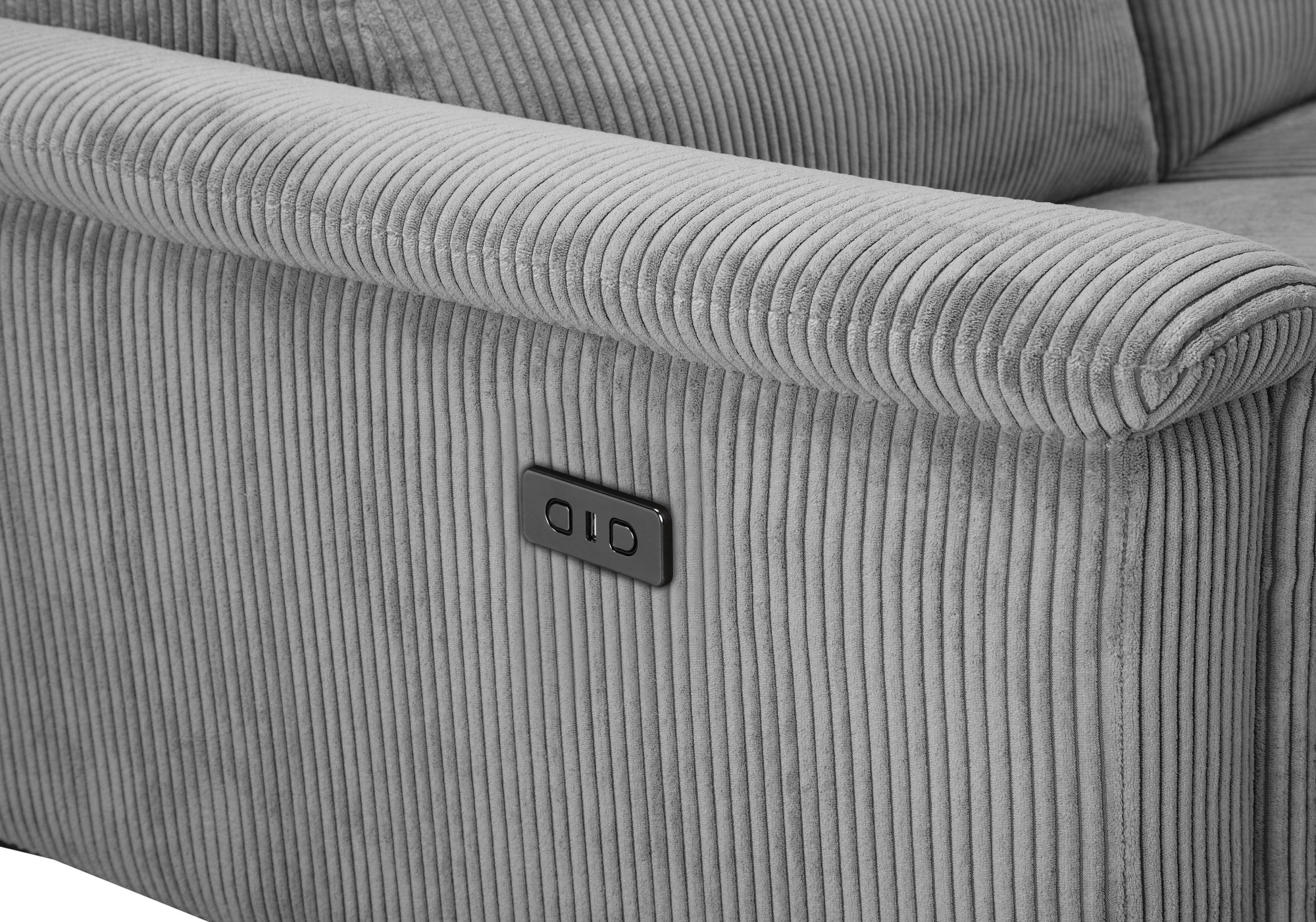 Places of Style Ecksofa »Lund in Cord, L-Form, 261 cm, manuelle und elektr. Relaxfunktion,«, USB-A und Kopfteilverstellung