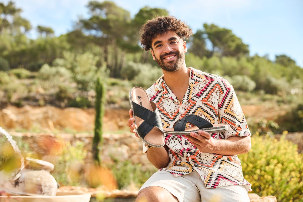 Rieker Pantolette, Sommerschuh, Strandschuh, Schlappen, Hausschuh mit Label