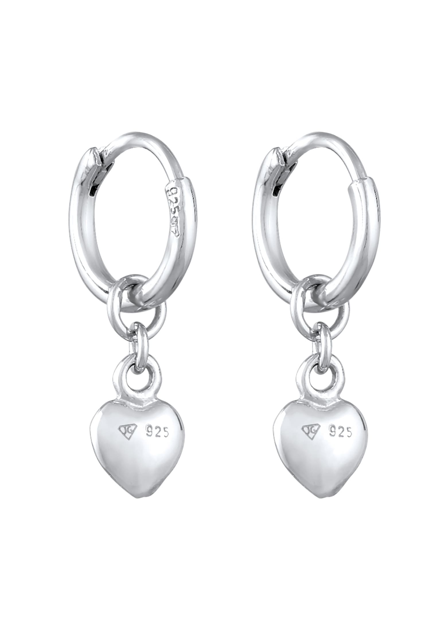 Elli Paar Creolen »Ohrringe Creolen Herz Liebe Romantik 925 Silber«