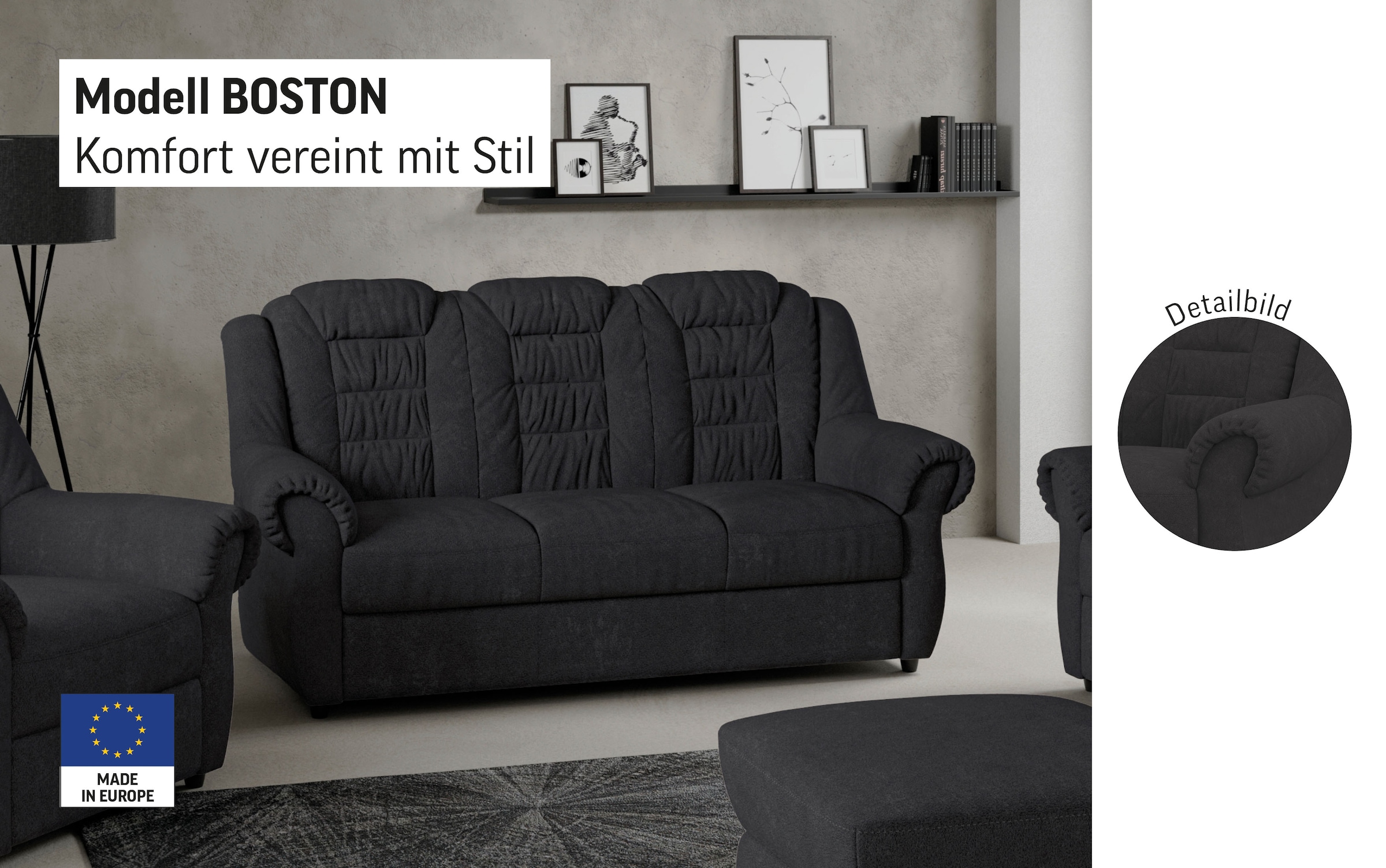 Home affaire 3-Sitzer »Boston« Sofa mit hoher Rückenlehne