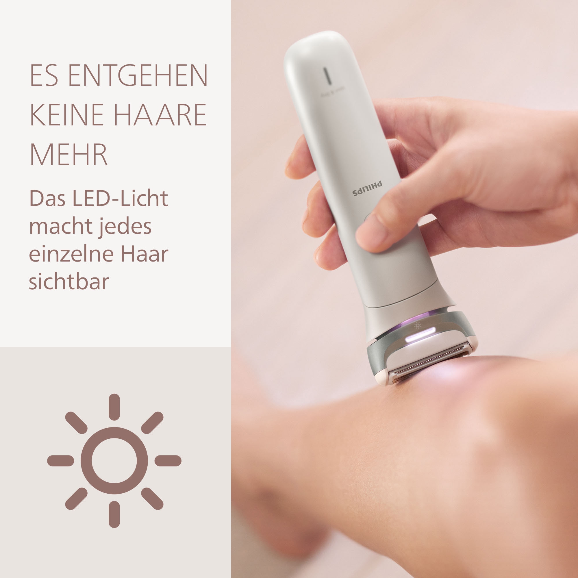 Philips Elektrorasierer »Lady Shaver Series 8000«, 3 St. Aufsätze, kabelloser Rasierer, nass und trocken, inkl. Trimmeraufsatz