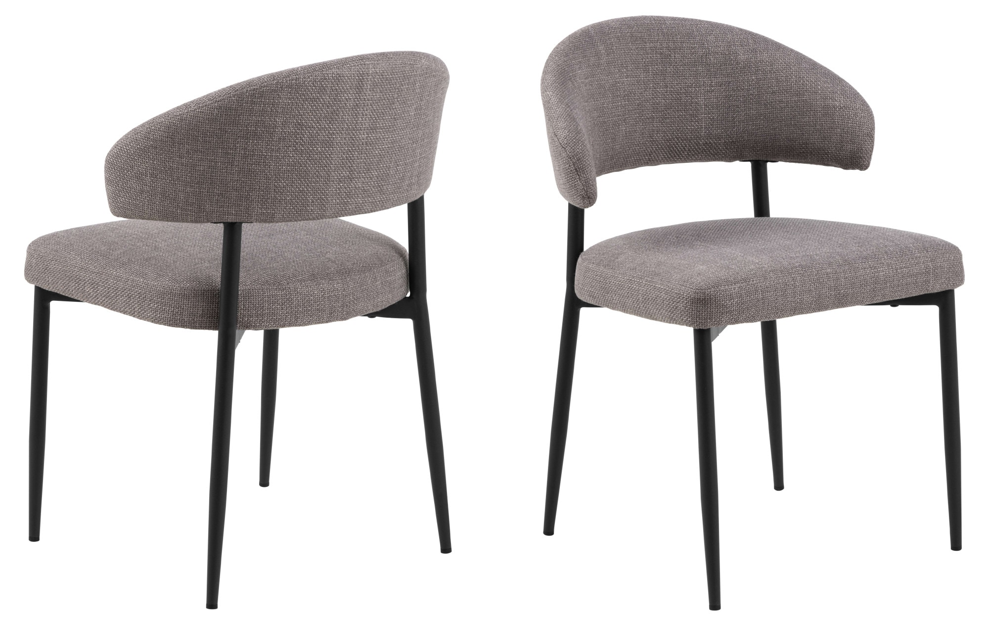 ACTONA GROUP Esszimmerstuhl »Edina – Esszimmerstuhl, Stuhl, 2er-Set, weicher Stoff, pflechteleicht«, Luxus-Microfaser, Stoff, schwarze Stahlbeine, 2er-Set