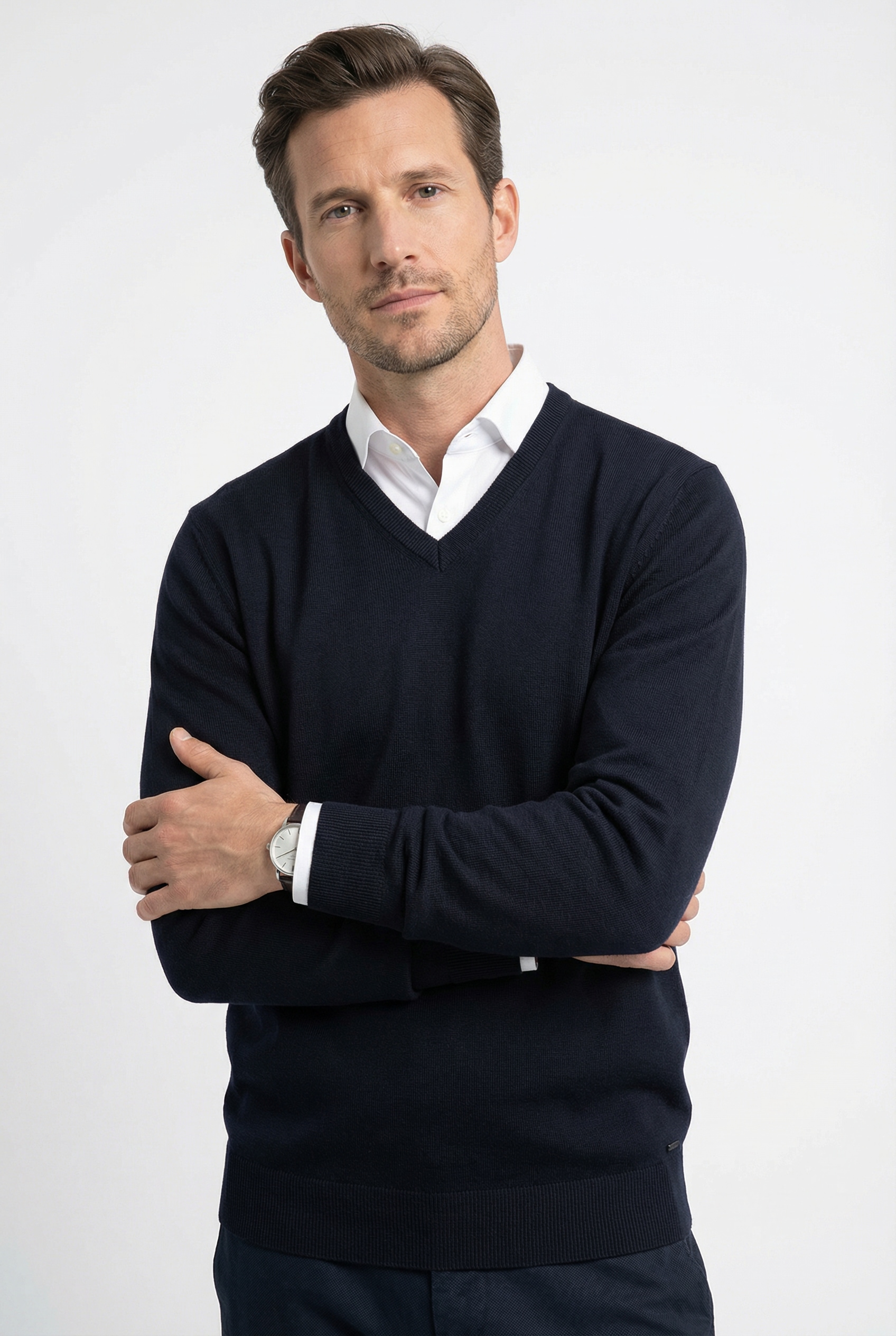 OLYMP V-Ausschnitt-Pullover »OLYMP Strick Casual« klassischer Strickpullover