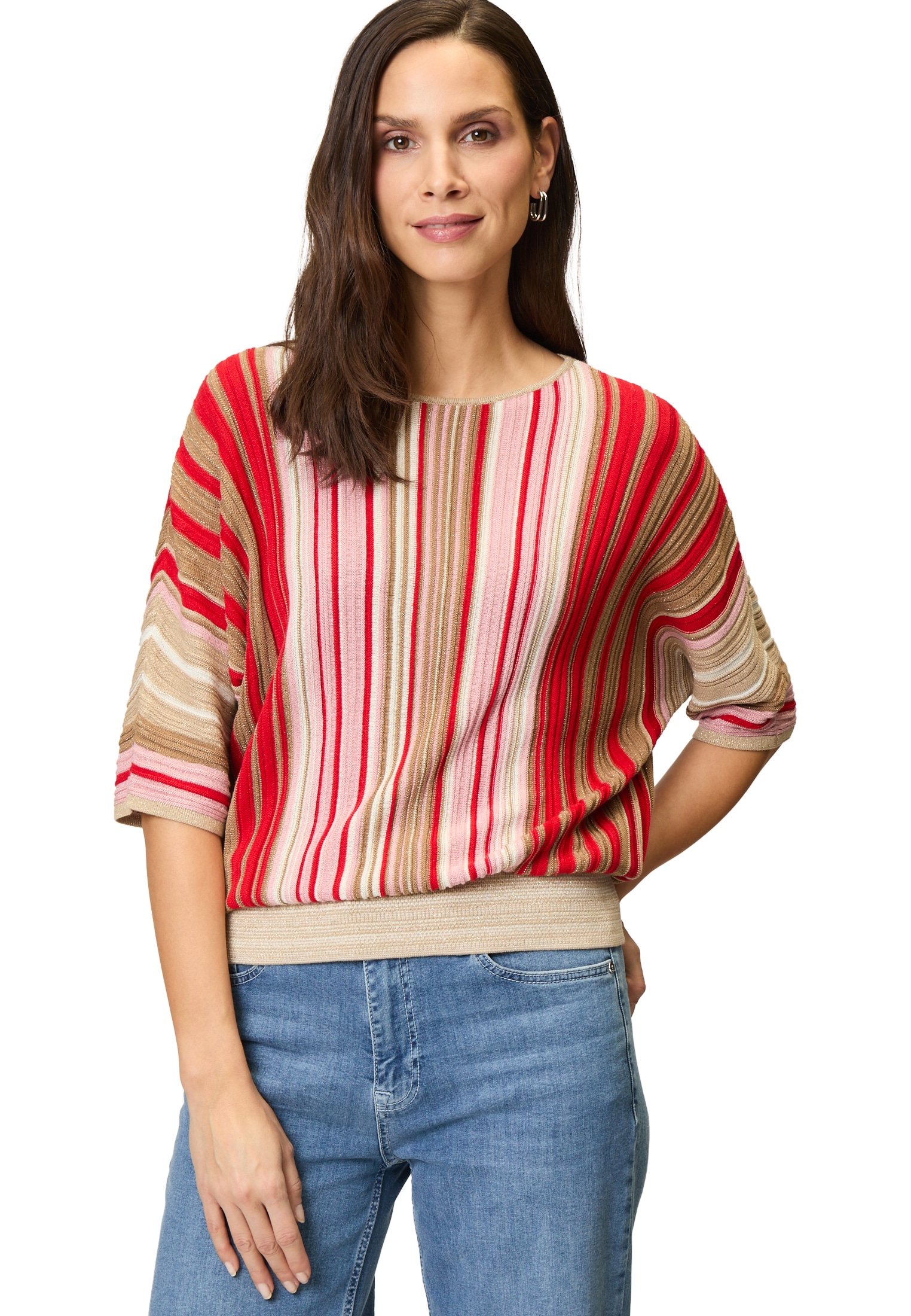 Zero Rundhalspullover »Oversized-Pullover gestreift«