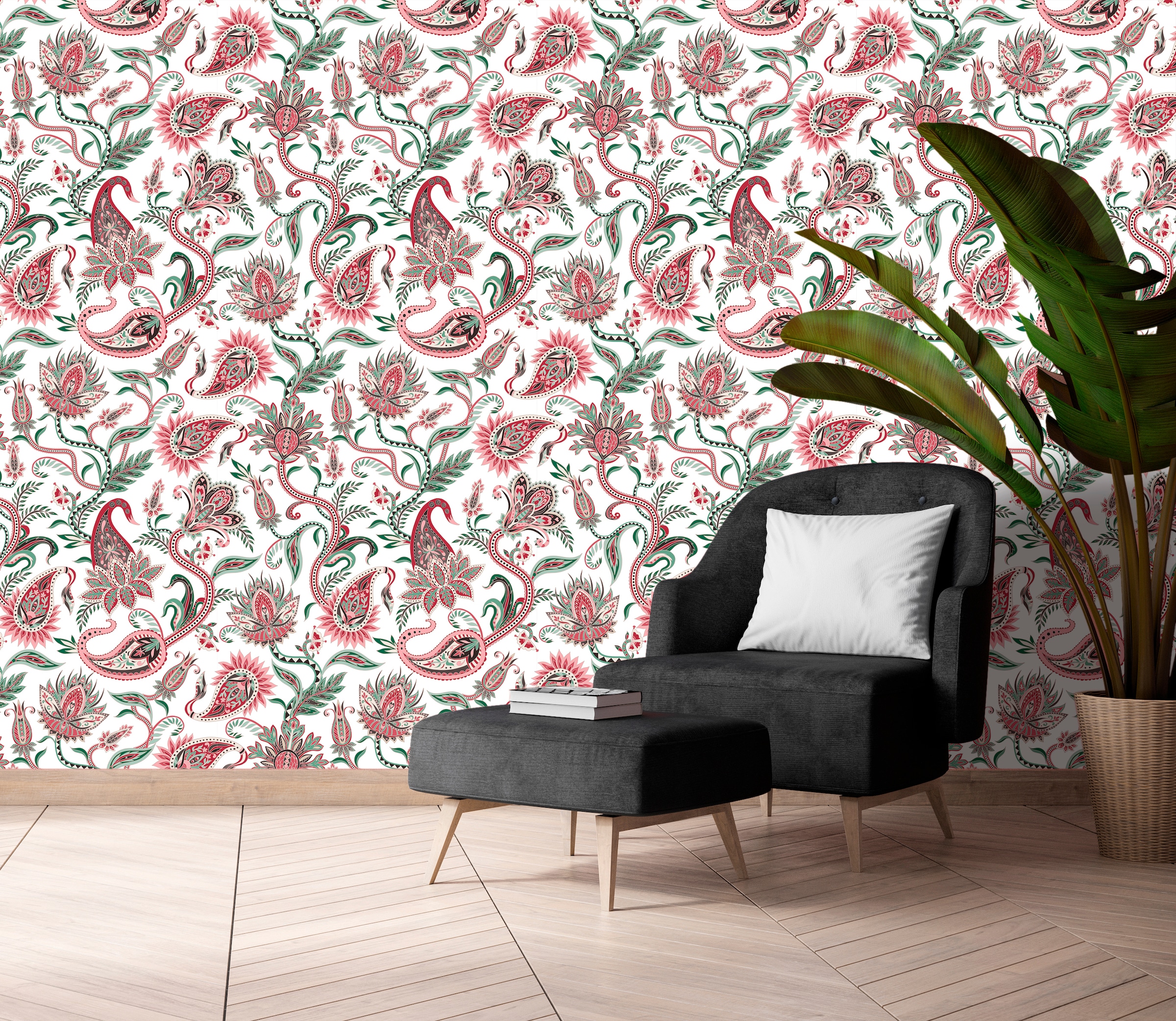 queence Vinyltapete »Marina«, bedruckt-Motiv-botanisch-floral-gemustert-natürlich, 90x250cm, selbstklebend, kinderleichte Anbringung, Sticker